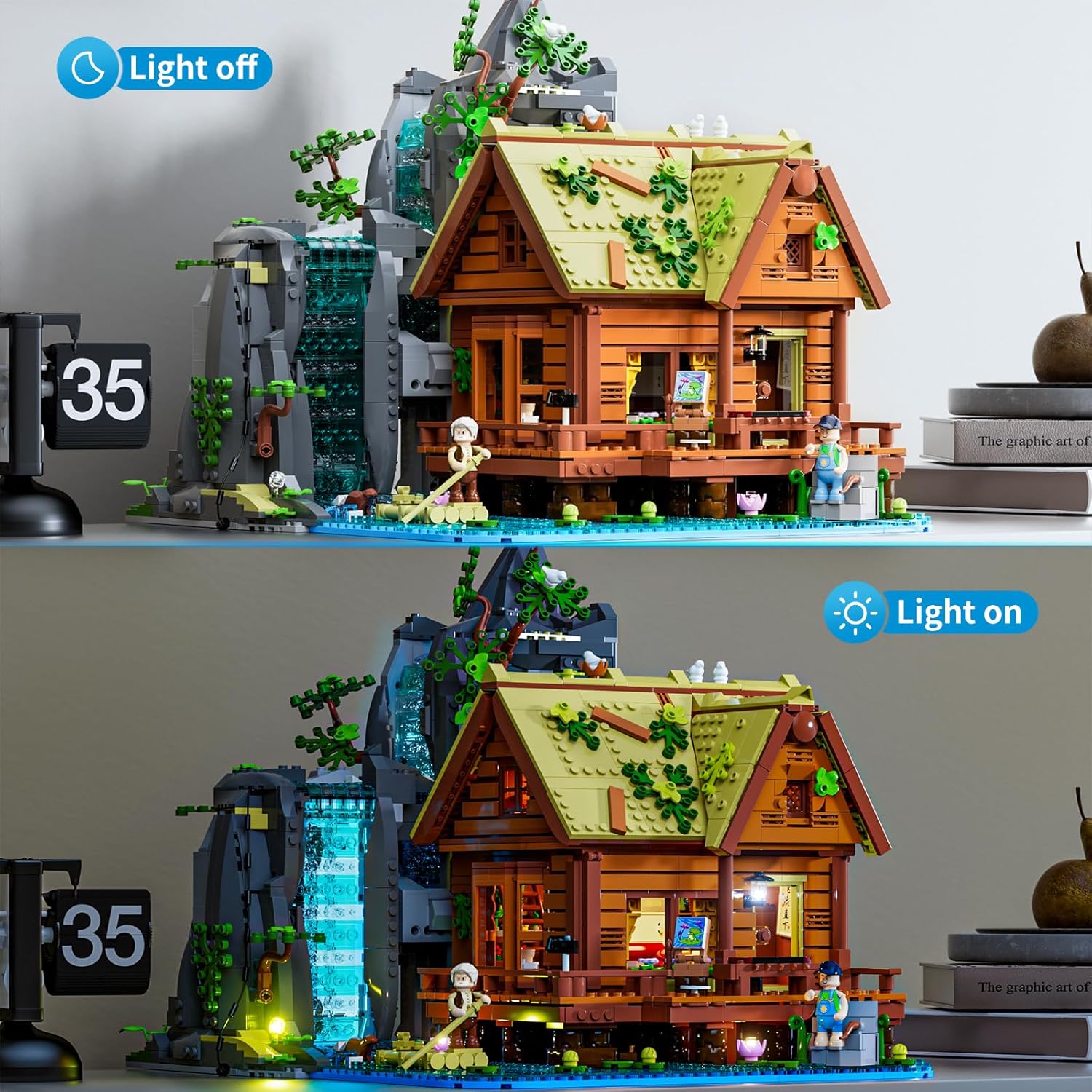 LUMIBRICKS Set Cabina con Cascata e Luci - 2539 Pezzi - immagine 2