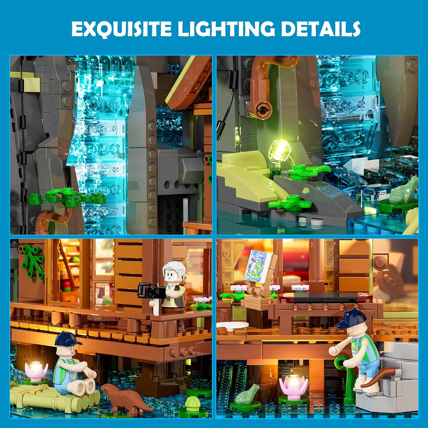 LUMIBRICKS Set Cabina con Cascata e Luci - 2539 Pezzi - immagine 4