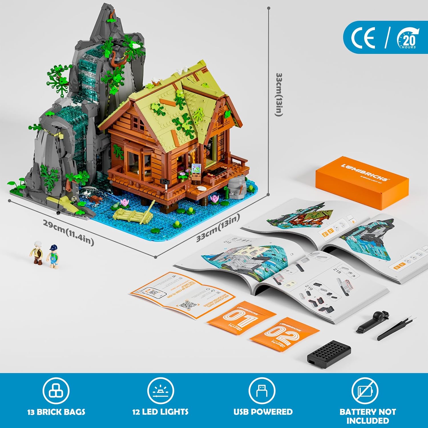 LUMIBRICKS Set Cabina con Cascata e Luci - 2539 Pezzi - immagine 7