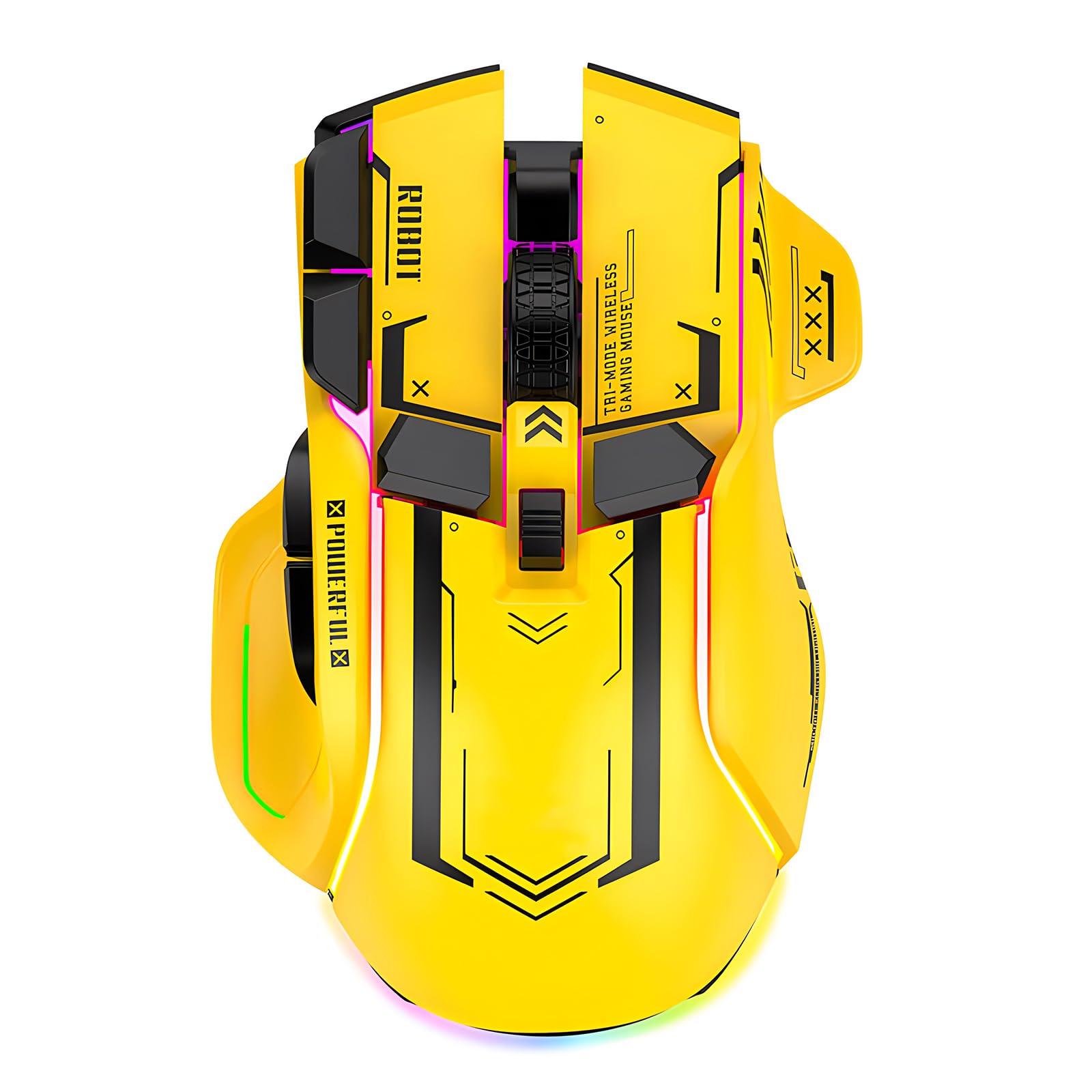 Lancoon Mouse da gioco wireless con 5 DPI regolabili, 2,4 G, wireless, tripla modalità, luce abbagliante, silenzioso, ricaricabile, per PC, computer, laptop, lavoro, ufficio (giallo)