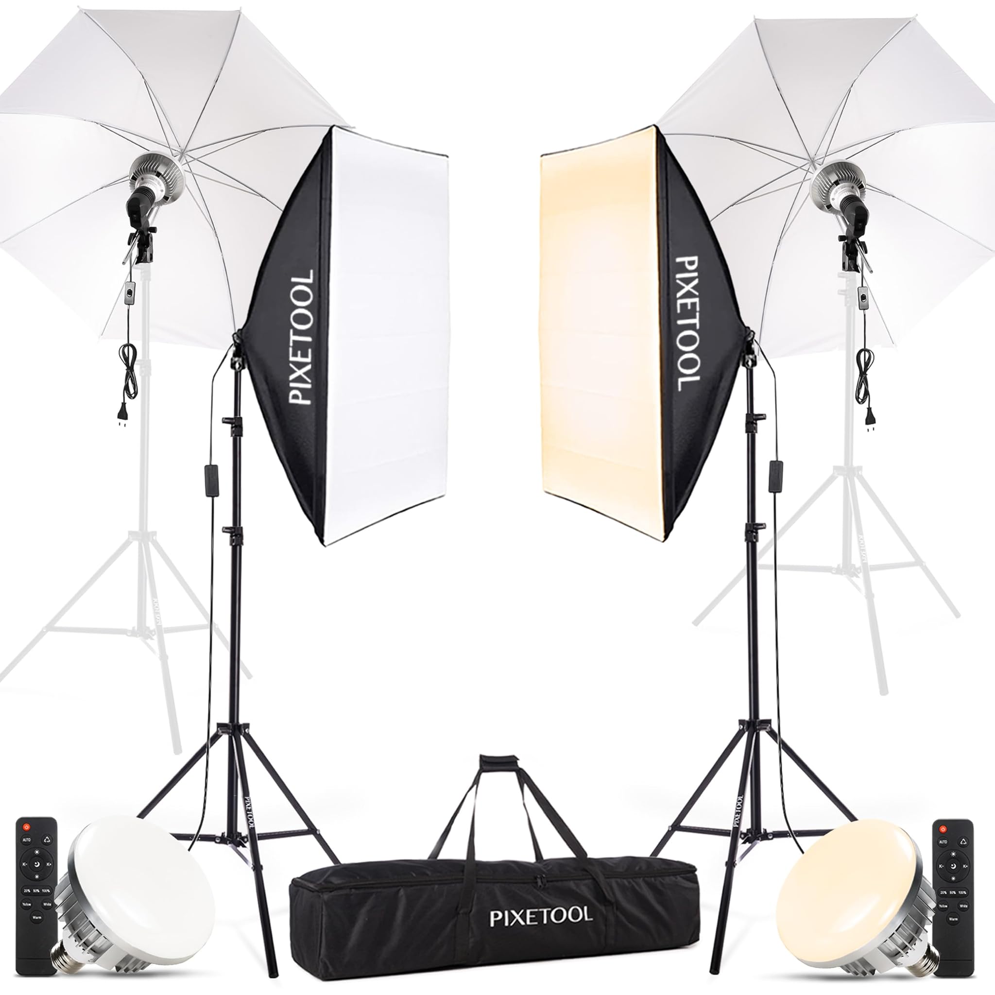 Pixetool Set Softbox Studio Fotografico con Luci LED
