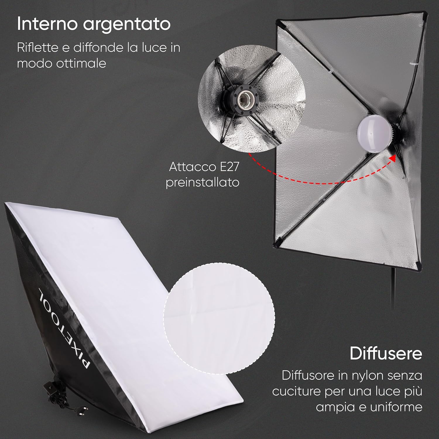 Pixetool Set Softbox Studio Fotografico con Luci LED - immagine 8