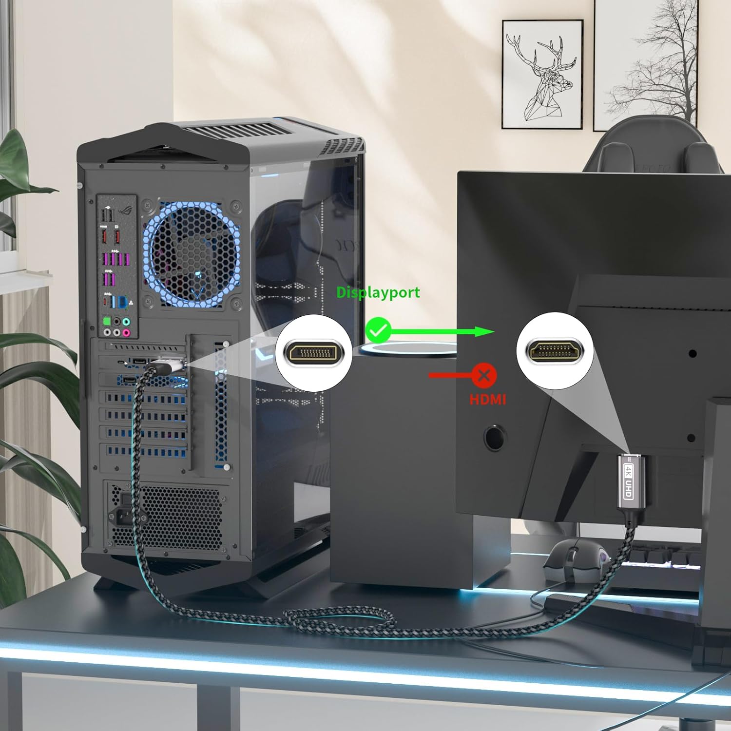 Cuteluding Cavo DisplayPort a HDMI 4K 2M - immagine 3