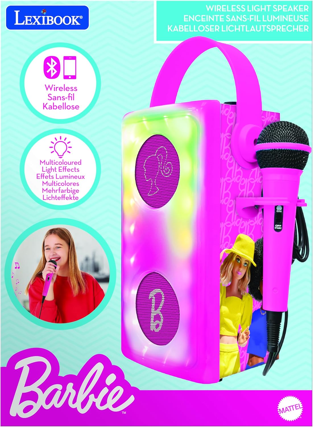 Lexibook Barbie - Altoparlante Bluetooth Wireless, Rosa - immagine 5