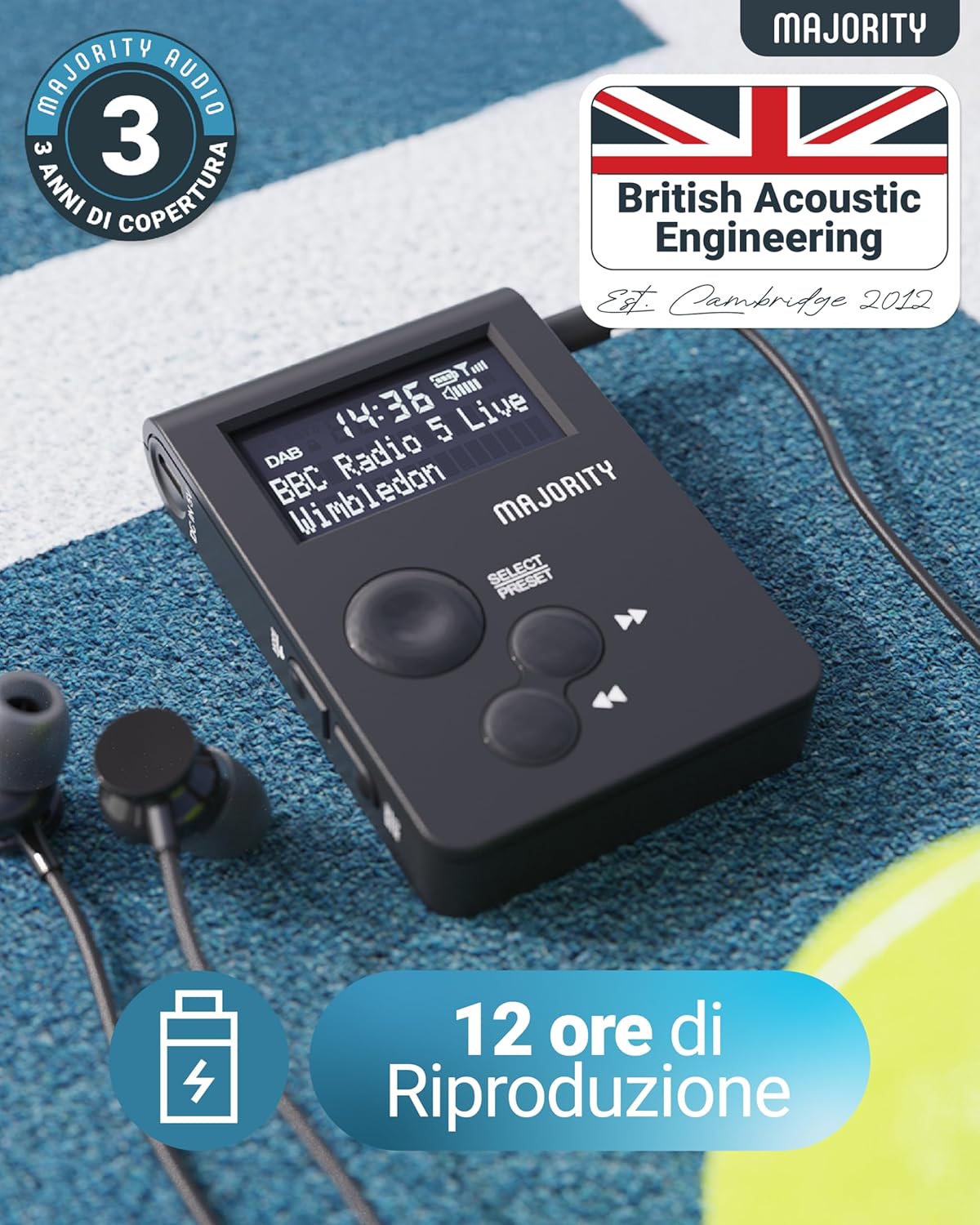 Majority Petersfield Go - Mini Radio Portatile DAB 12h - immagine 3