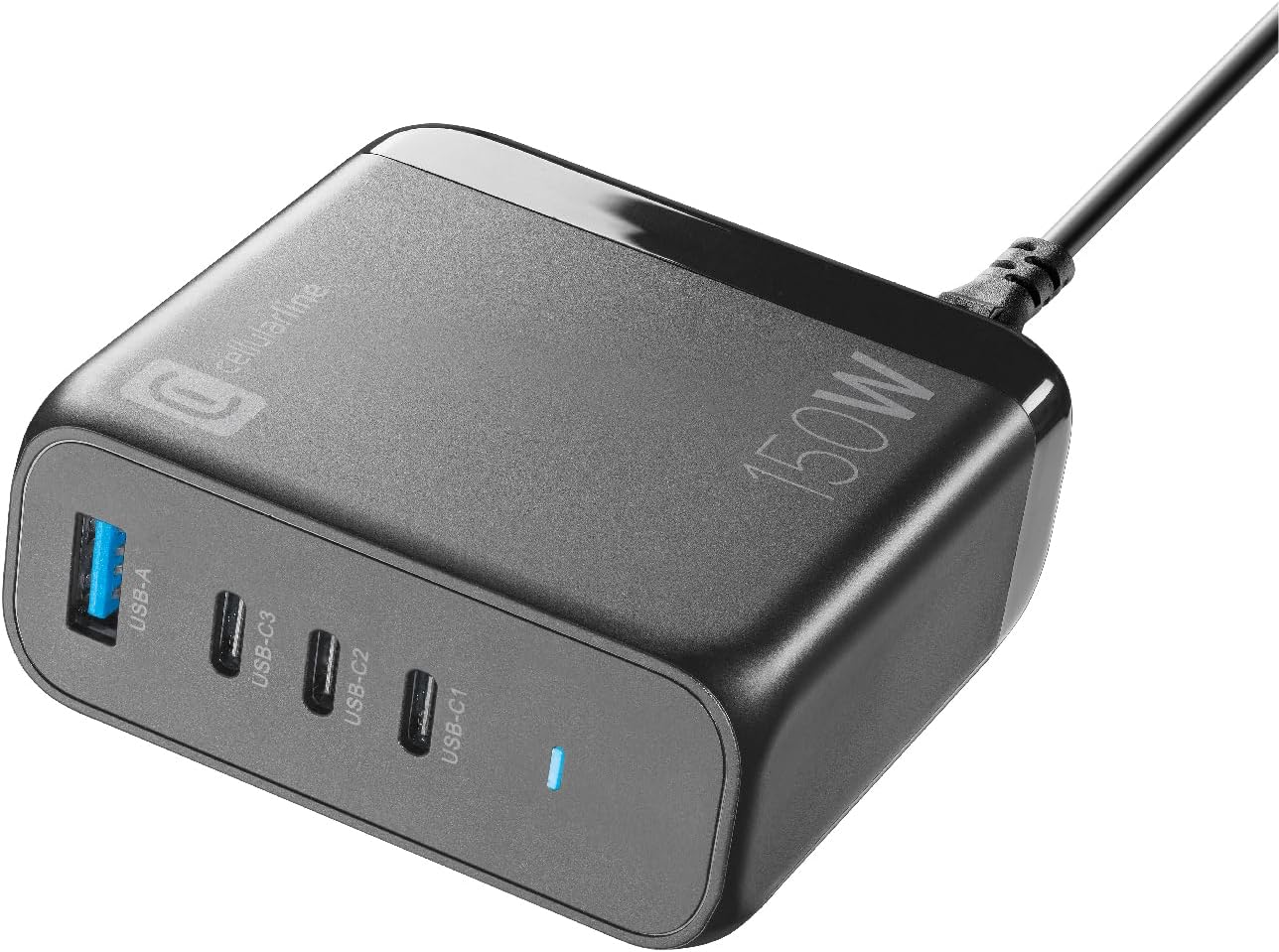 Cellularline MULTIPOWER DESK GAN 150W - Caricabatterie 4 Porte GaN, Nero - immagine 1