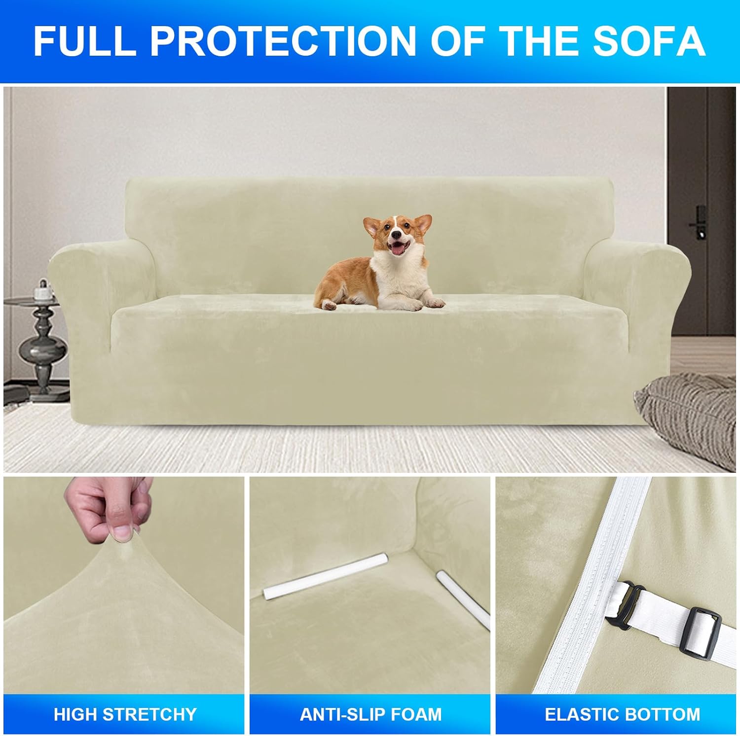 Copridivano Velluto Spesso 3 Posti Universale - immagine 5