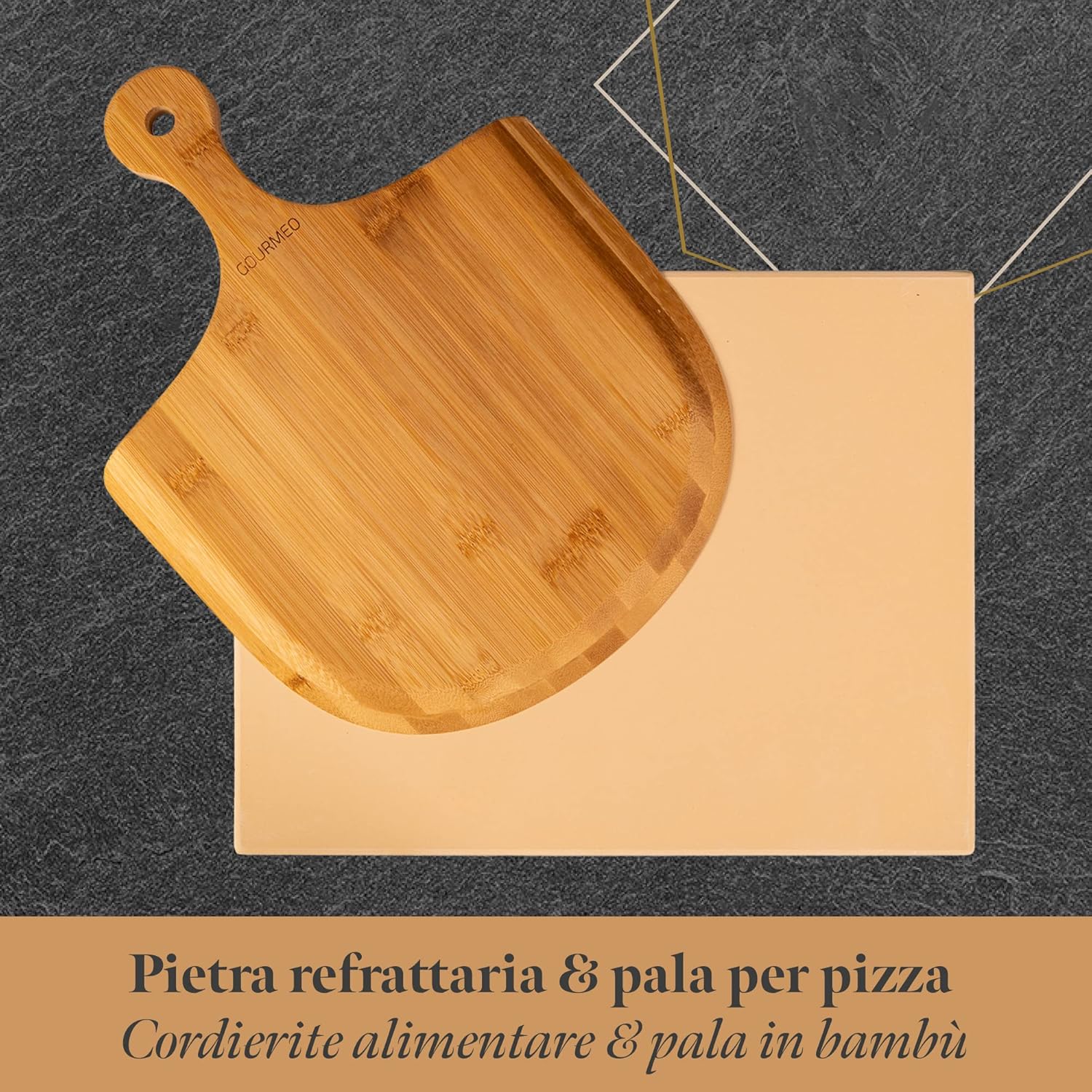 Gourmeo Pietra Refrattaria per Pizza con Pala Bambù - immagine 2