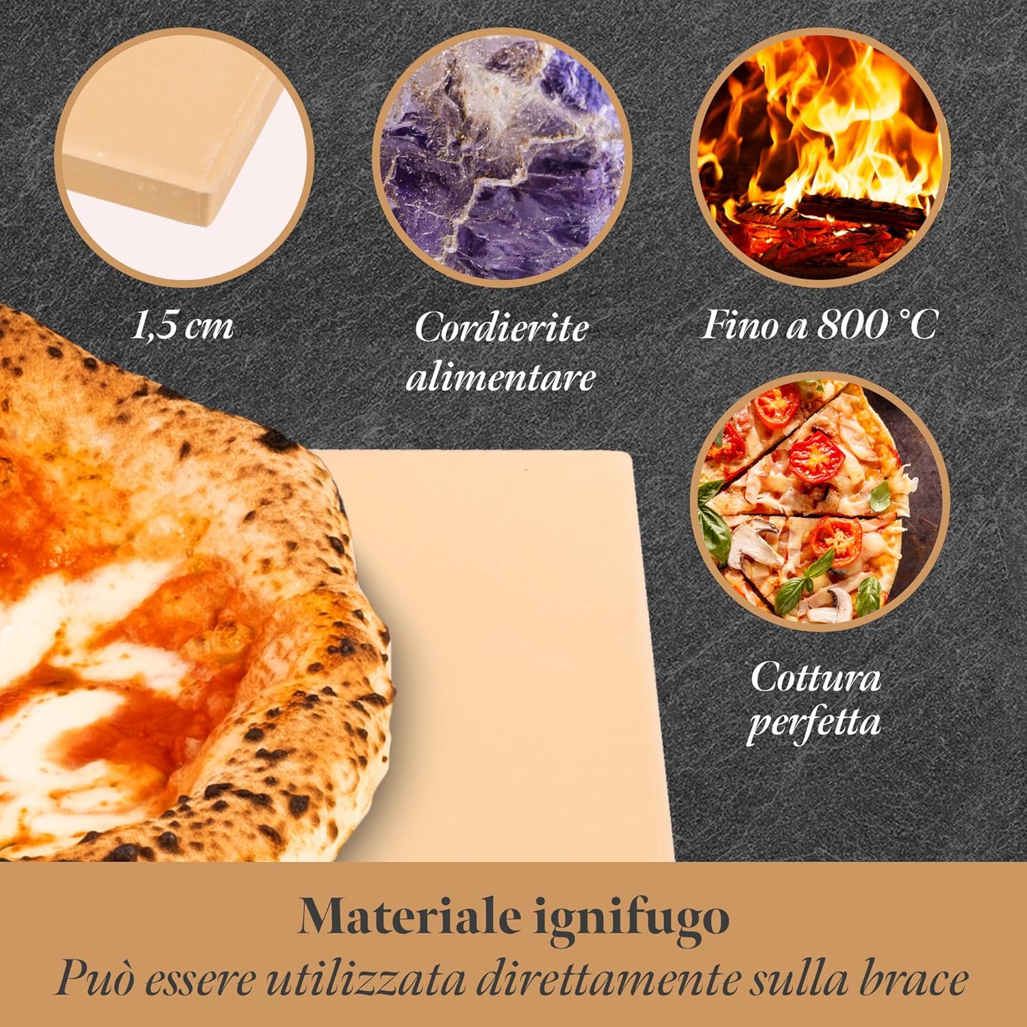 Gourmeo Pietra Refrattaria per Pizza con Pala Bambù - immagine 3