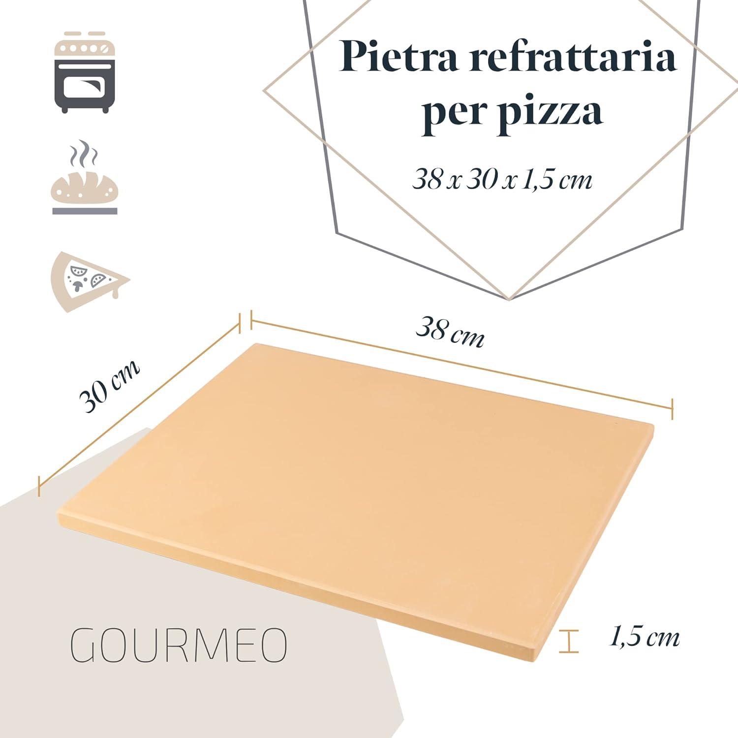Gourmeo Pietra Refrattaria per Pizza con Pala Bambù - immagine 4