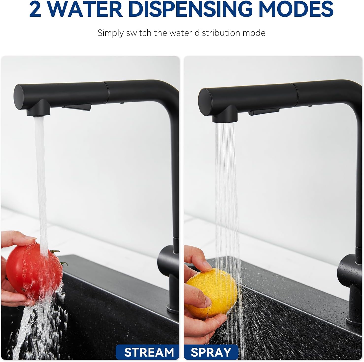 Cecipa Rubinetto Cucina Nero con Doccetta Estraibile - immagine 4