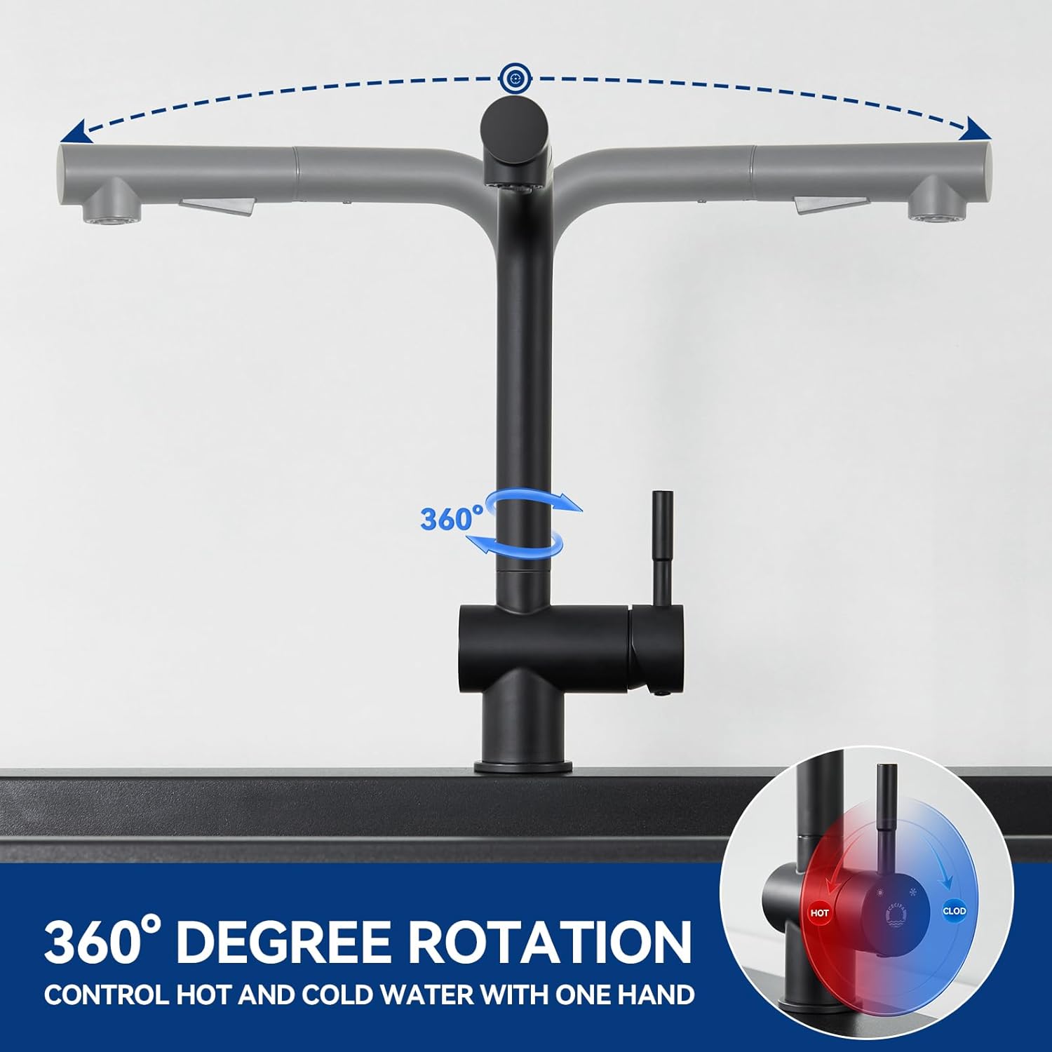 Cecipa Rubinetto Cucina Nero con Doccetta Estraibile - immagine 5