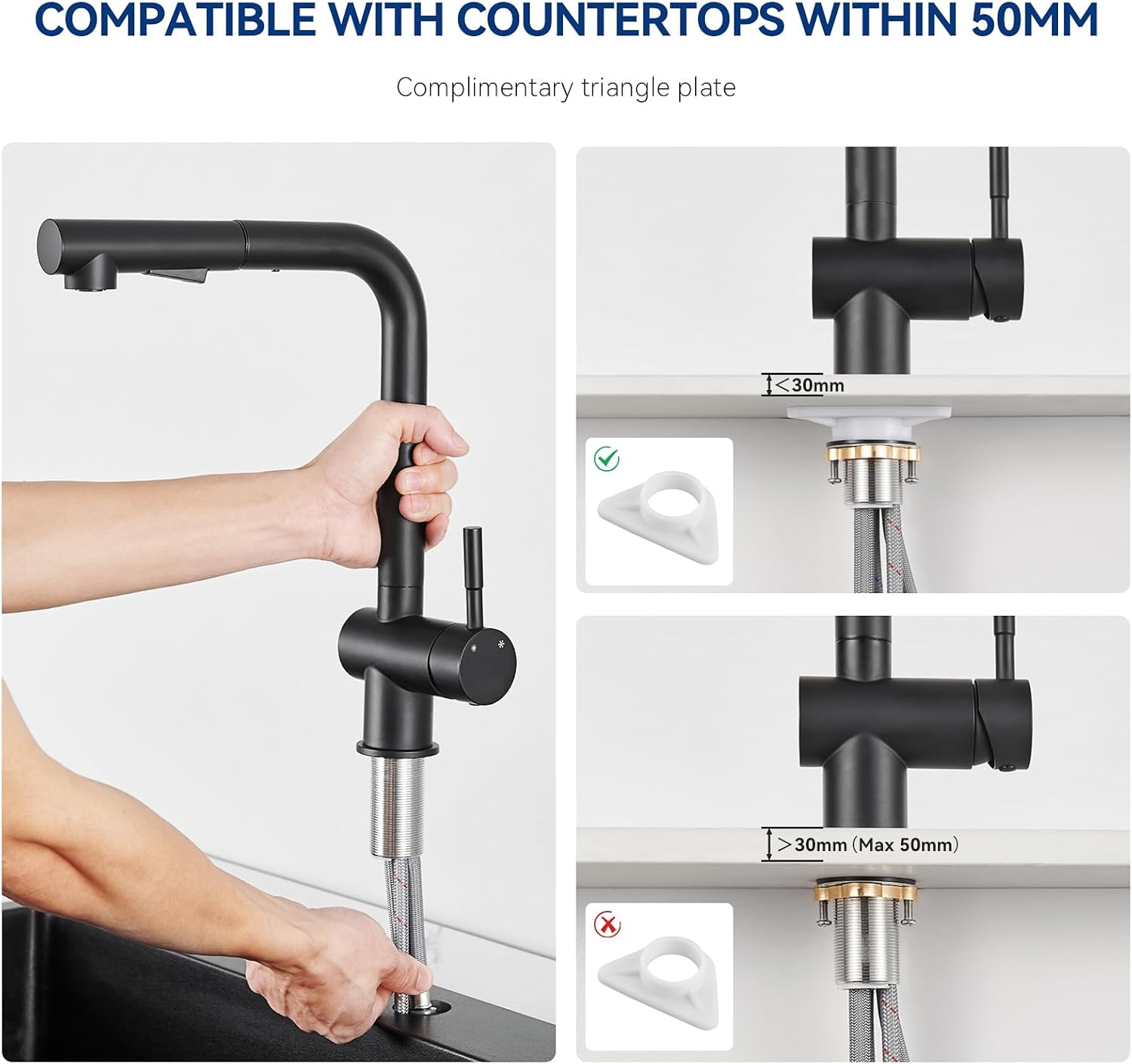 Cecipa Rubinetto Cucina Nero con Doccetta Estraibile - immagine 7