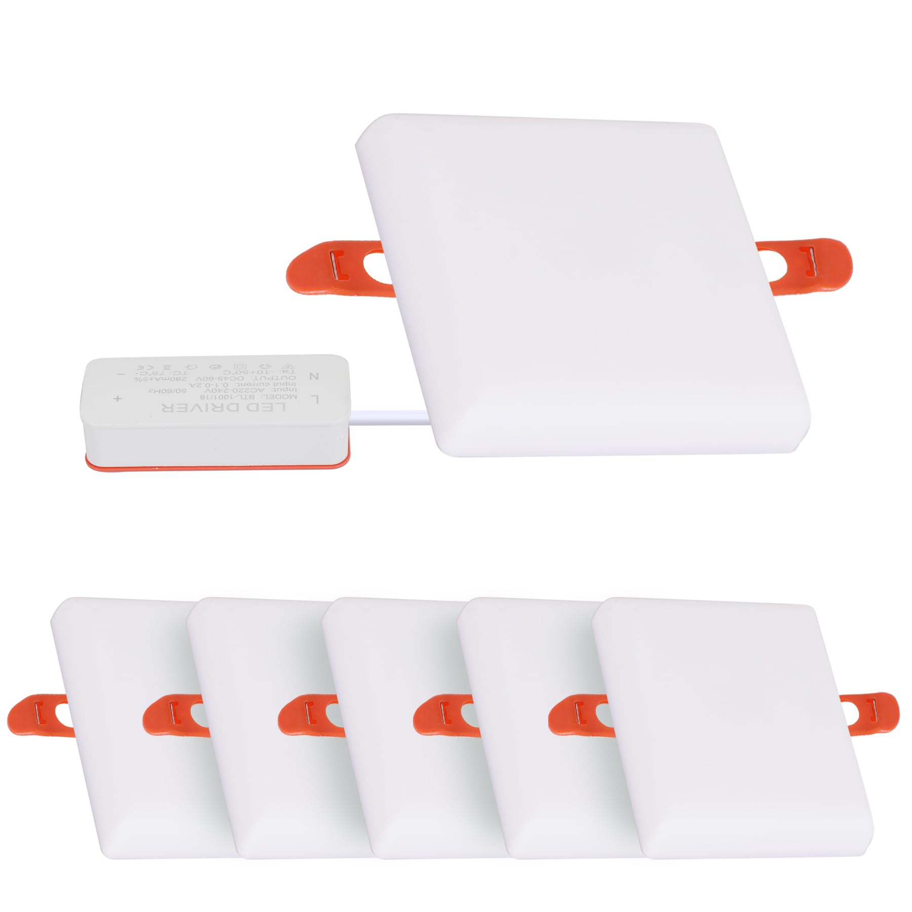 Faretto da Incasso LED Piatto 18W 6500K - Set 6 Pezzi