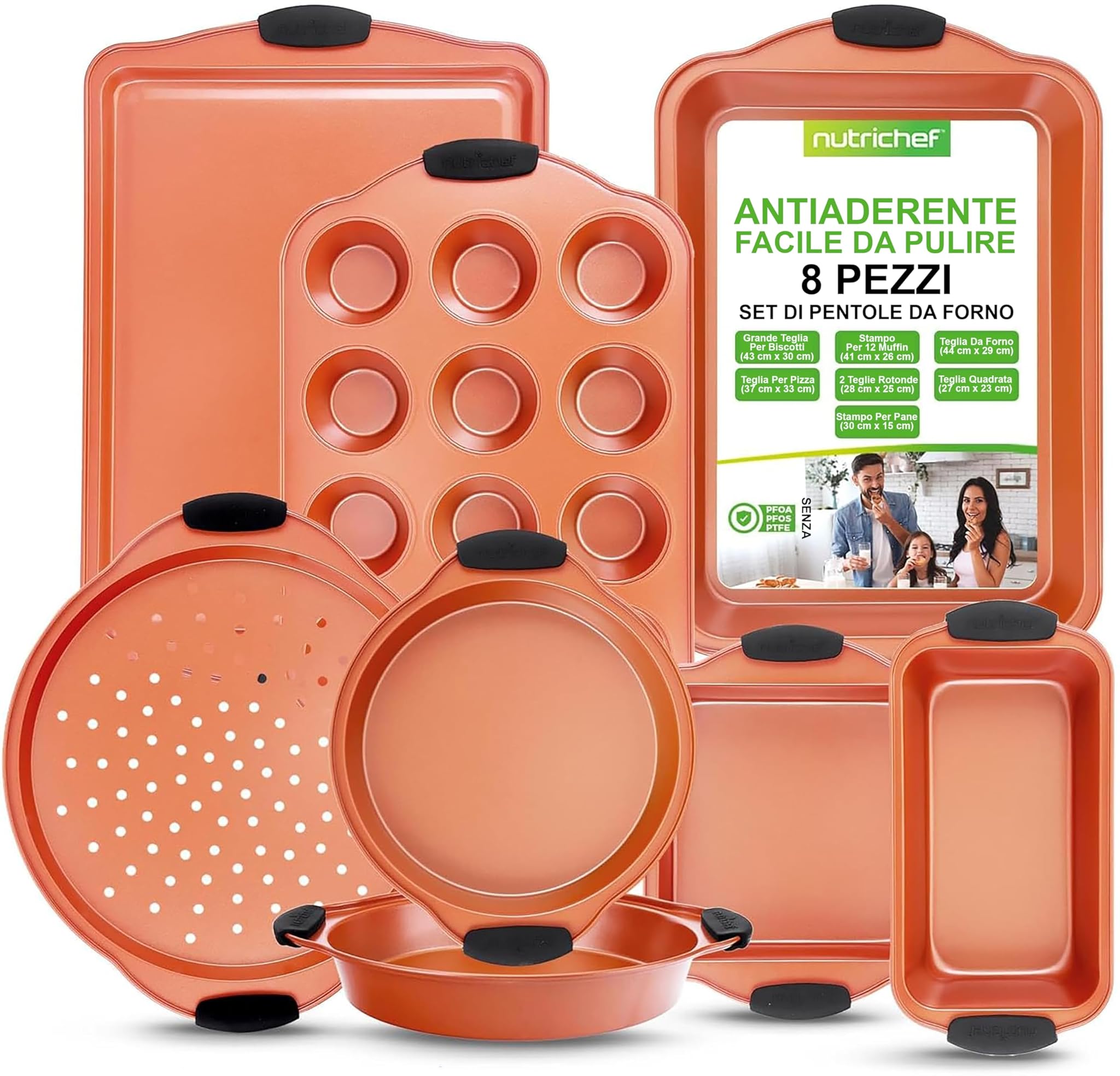 Nutrichef Set 8 Teglie da Forno Antiaderenti