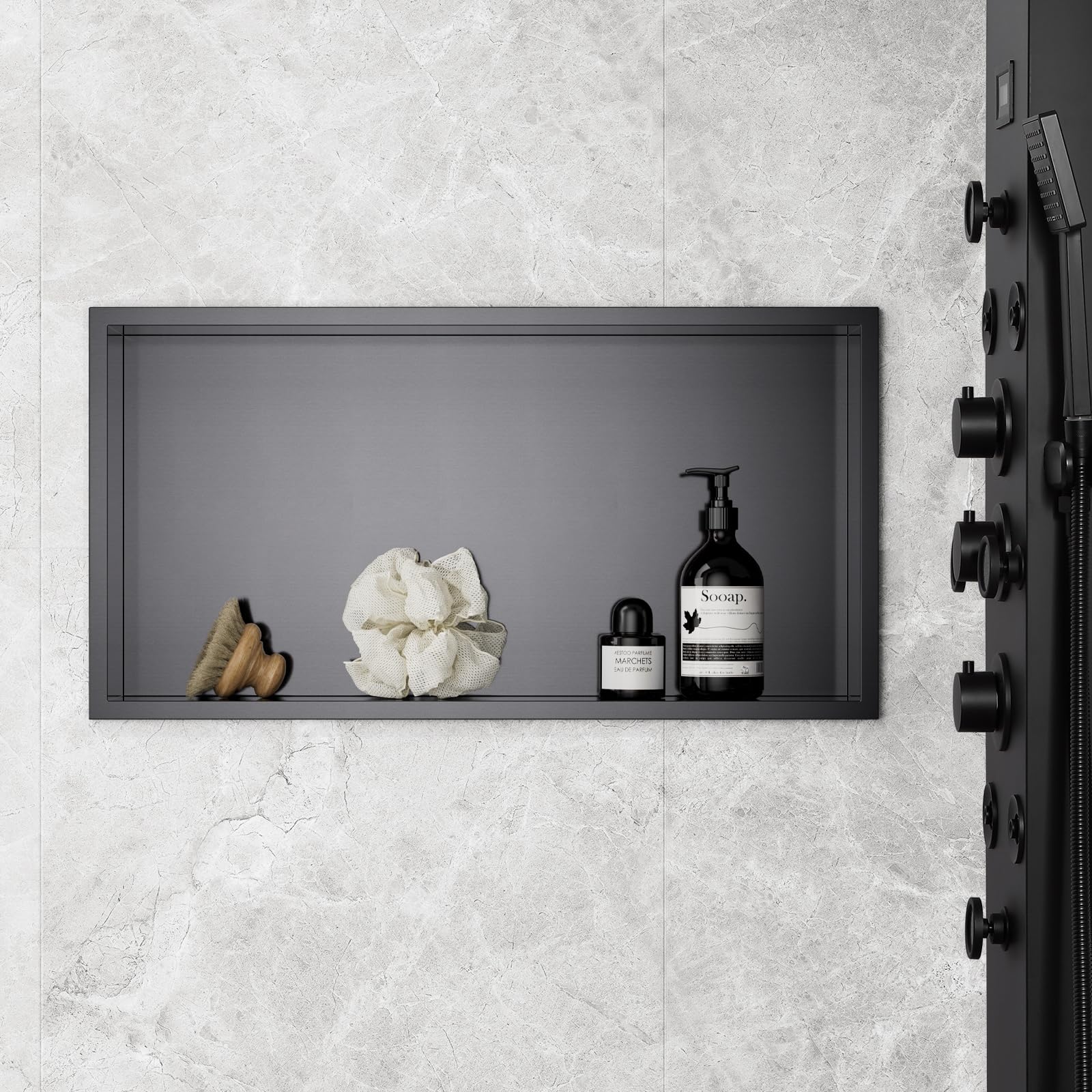 Nicchia da parete per doccia, 60 x 30 x 10 cm, in acciaio inox, per bagno, nano grafite