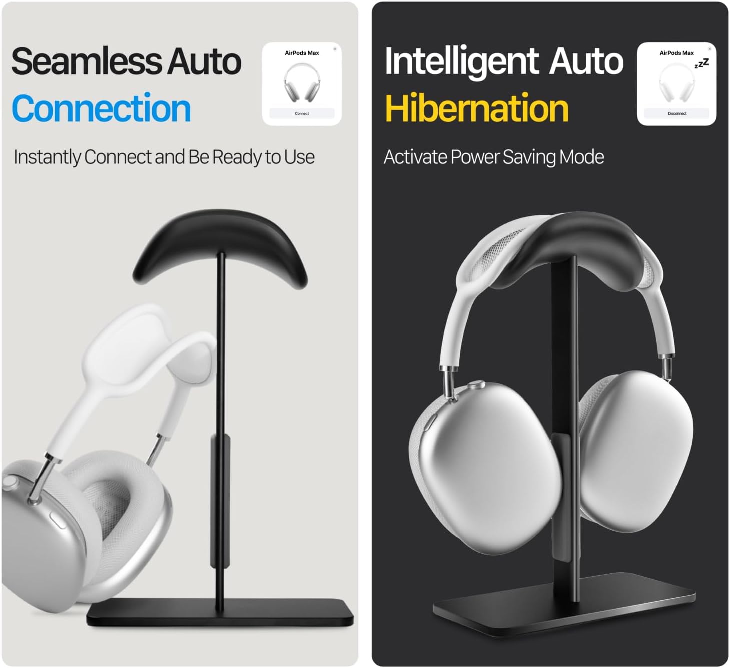 Farwayview Stand per AirPods Max con Modalità Sleep, Nero - immagine 3