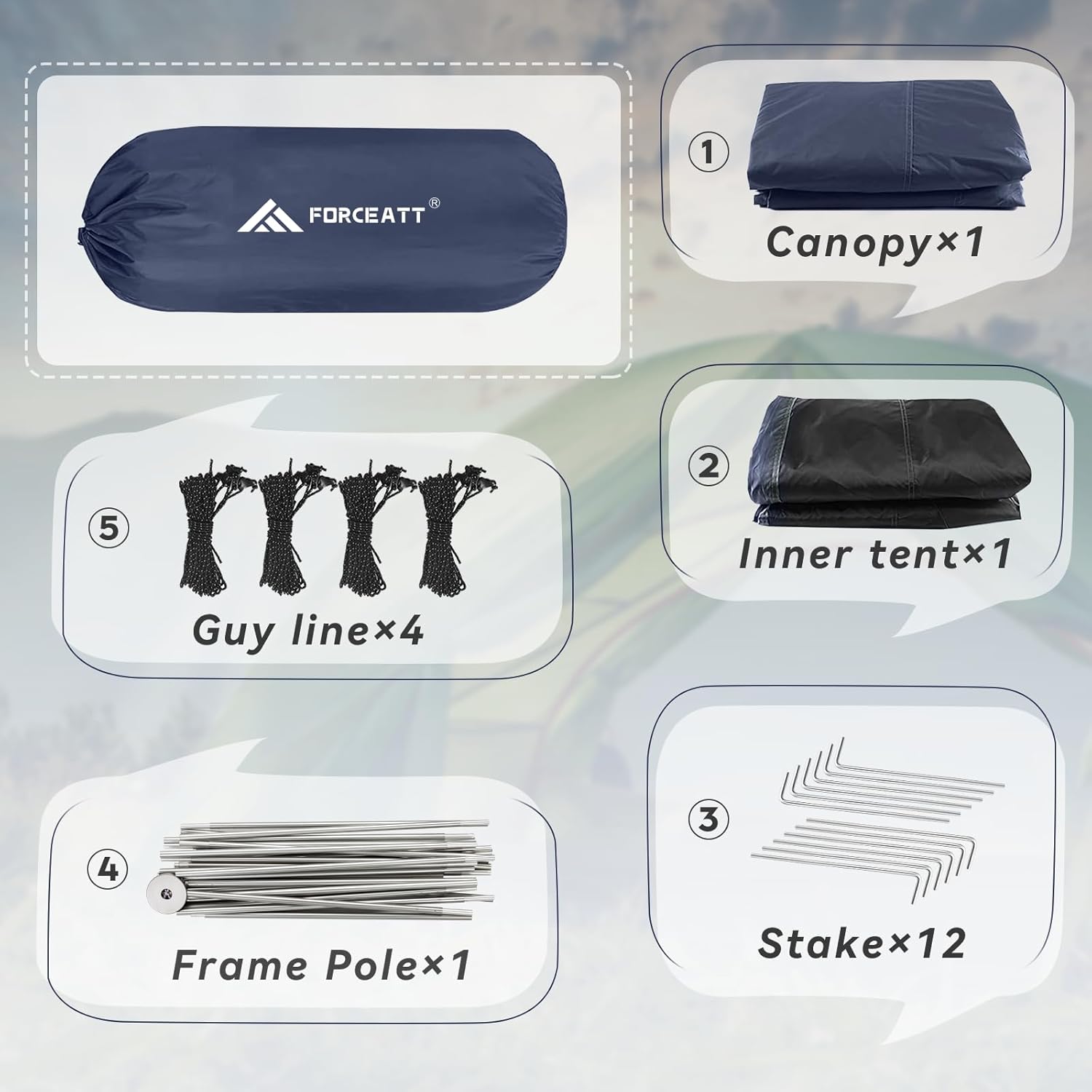 Tenda Campeggio 2-4 Persone Impermeabile e Antivento - immagine 5