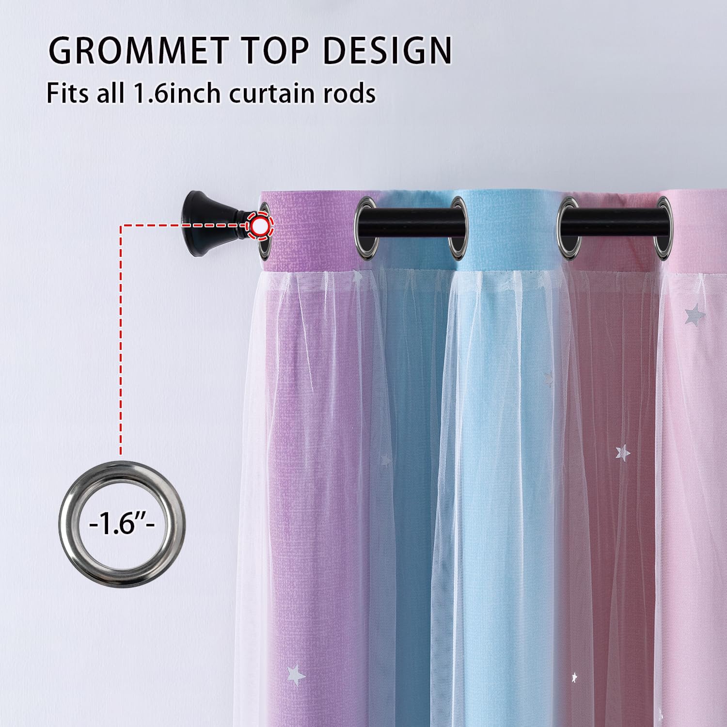 Tende Asilo 132x244cm Ombré con Aperture a Stelle - immagine 2