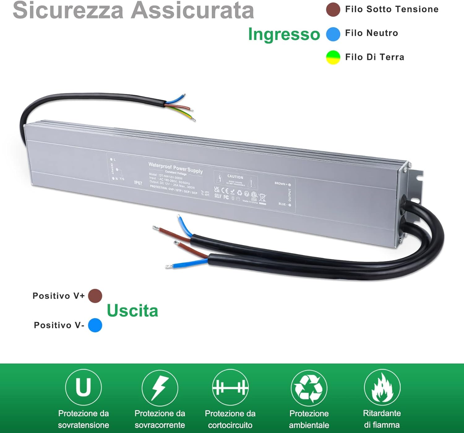 Reylax Trasformatore LED 12V 300W Impermeabile IP67 - immagine 4