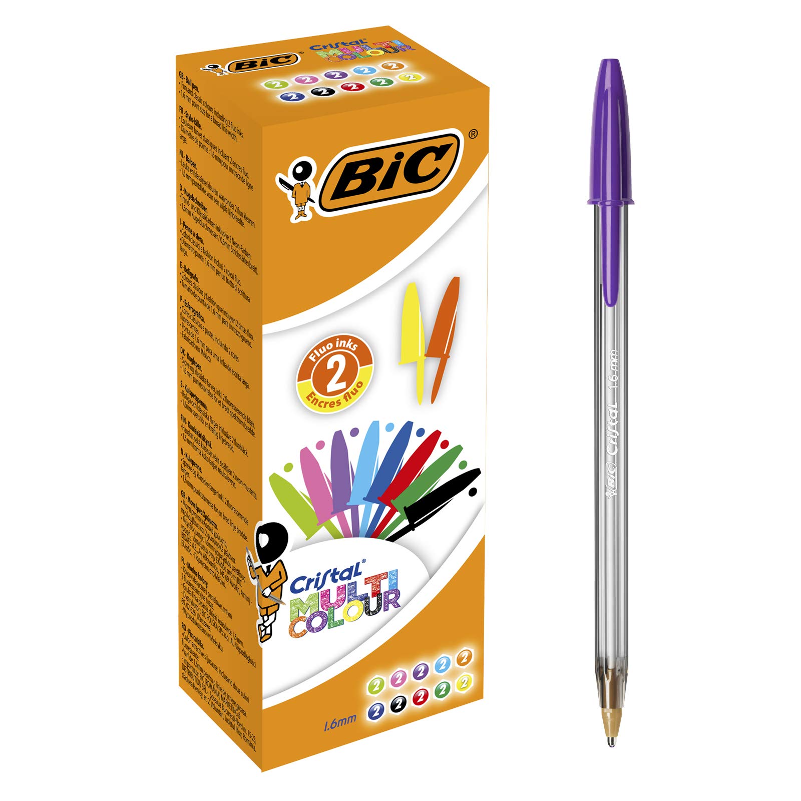 Bic Cristal Multicolour - Penne Sfera 1.6mm (20 Unità)