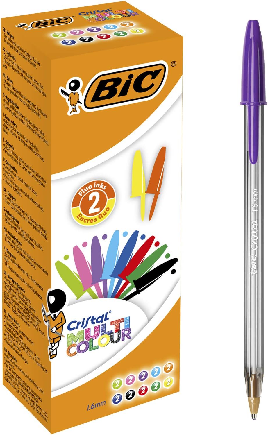 Bic Cristal Multicolour - Penne Sfera 1.6mm (20 Unità) - immagine 1