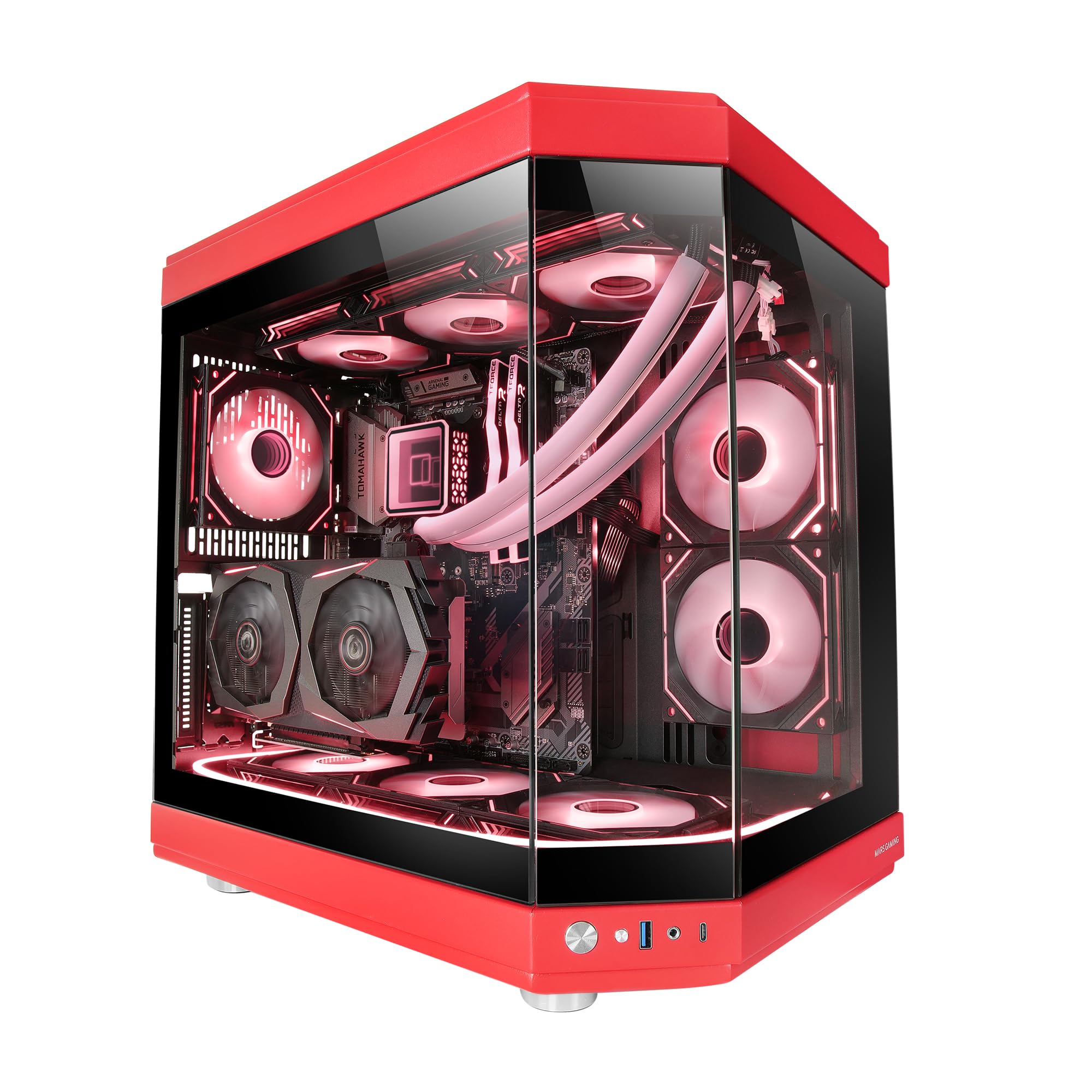 Mars Gaming MC-3T - Case Gaming Custom ATX, Rosso