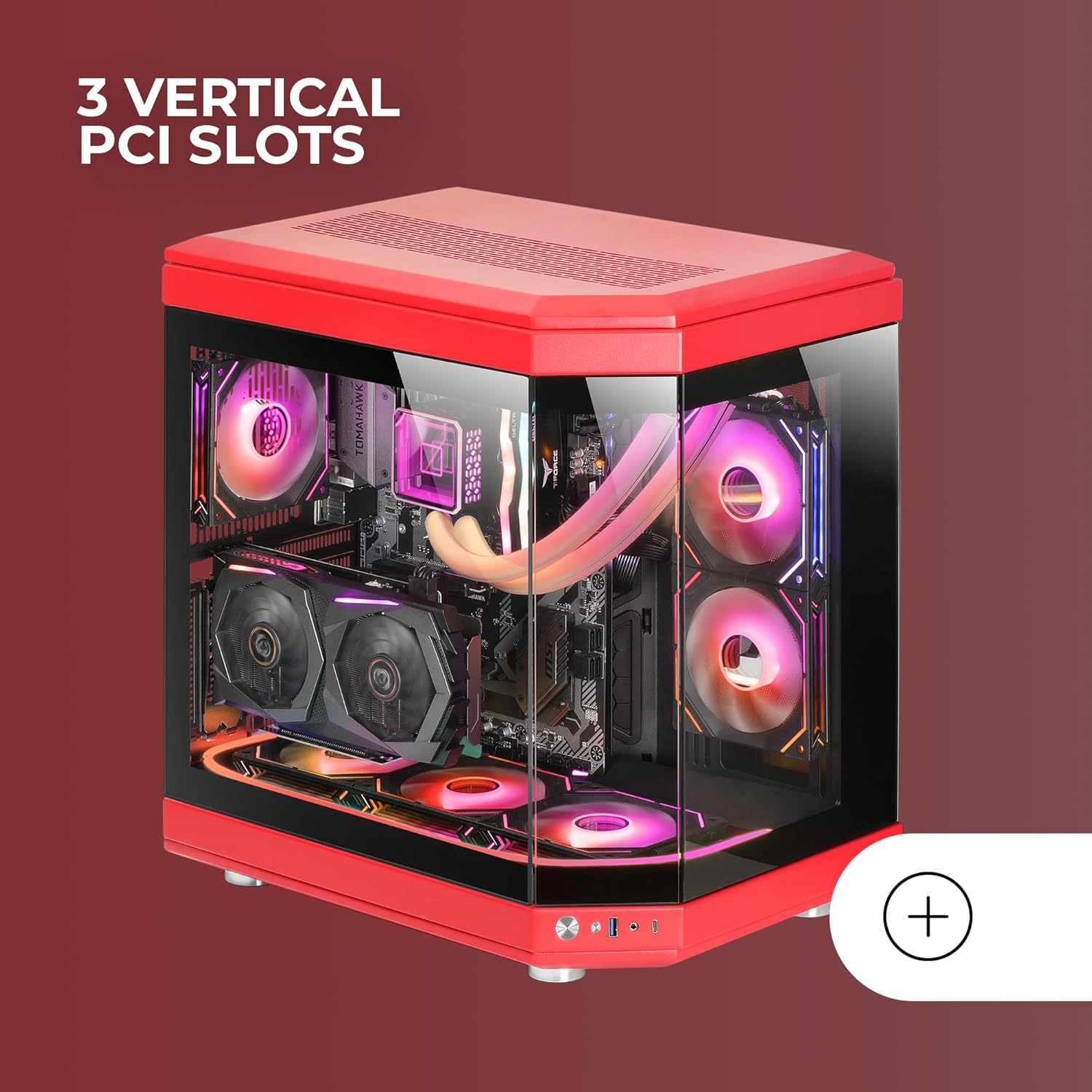 Mars Gaming MC-3T - Case Gaming Custom ATX, Rosso - immagine 4