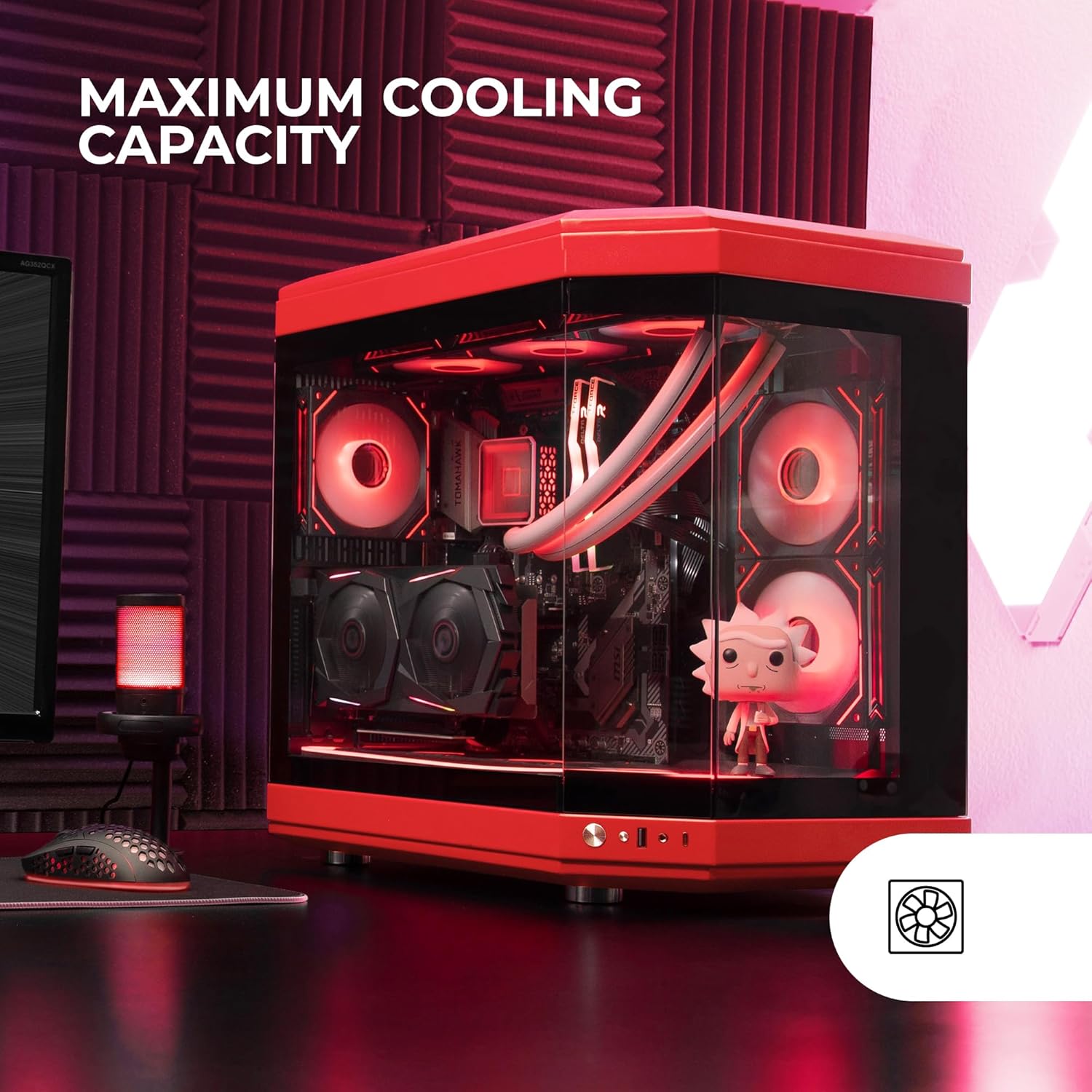 Mars Gaming MC-3T - Case Gaming Custom ATX, Rosso - immagine 5