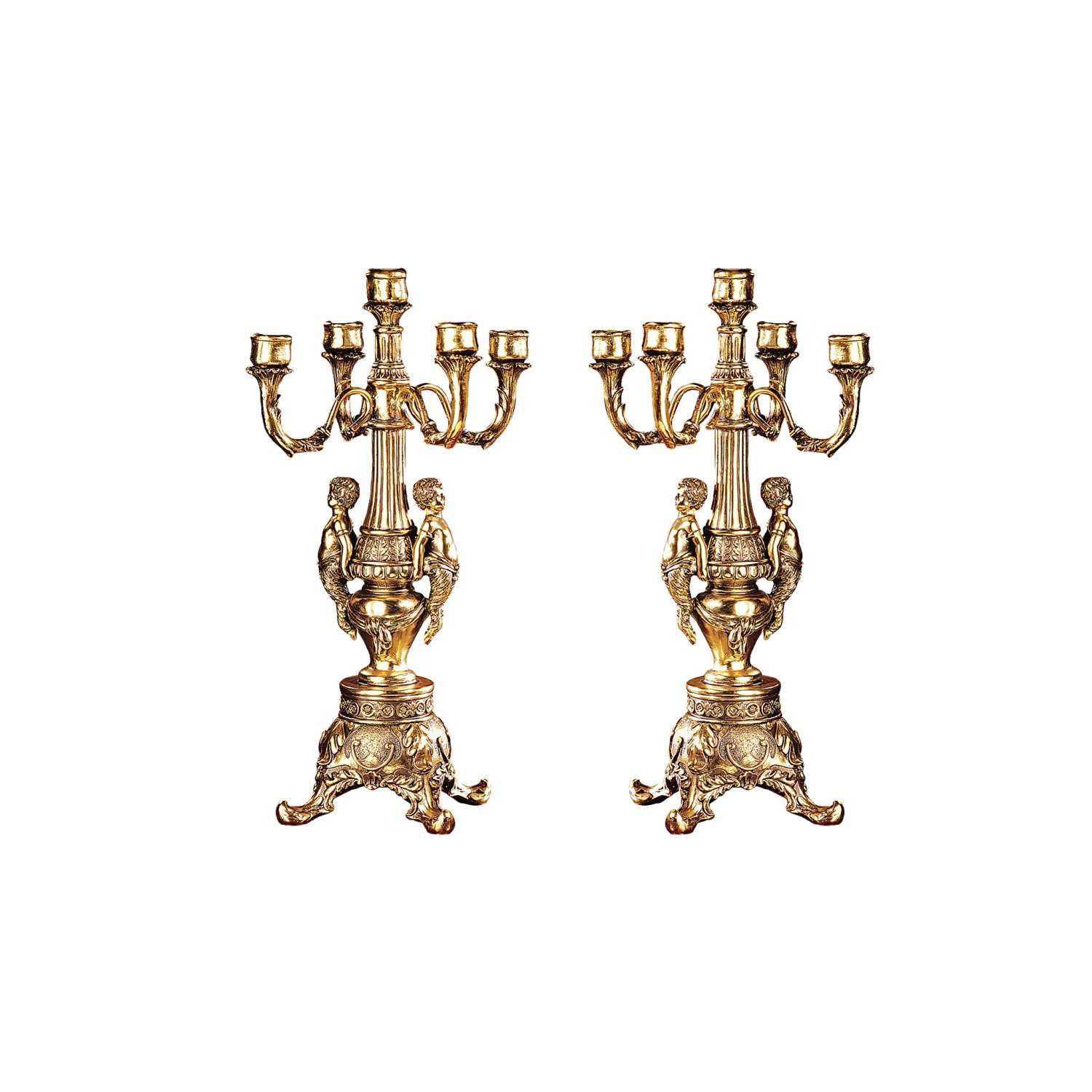 Design Toscano KY7156 Candelabro Grande Château, Set da Due, Oro