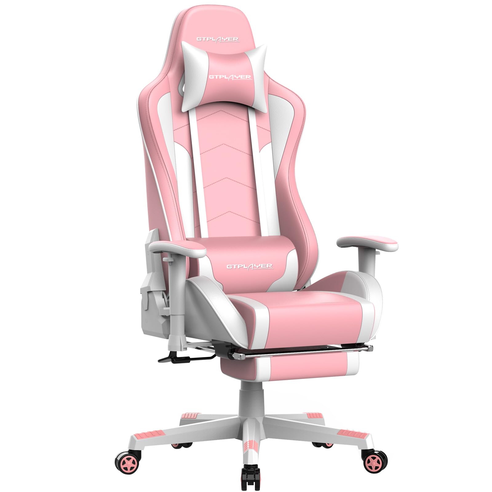 Gtplayer Sedia Gaming Ergonomica con Poggiapiedi, Rosa