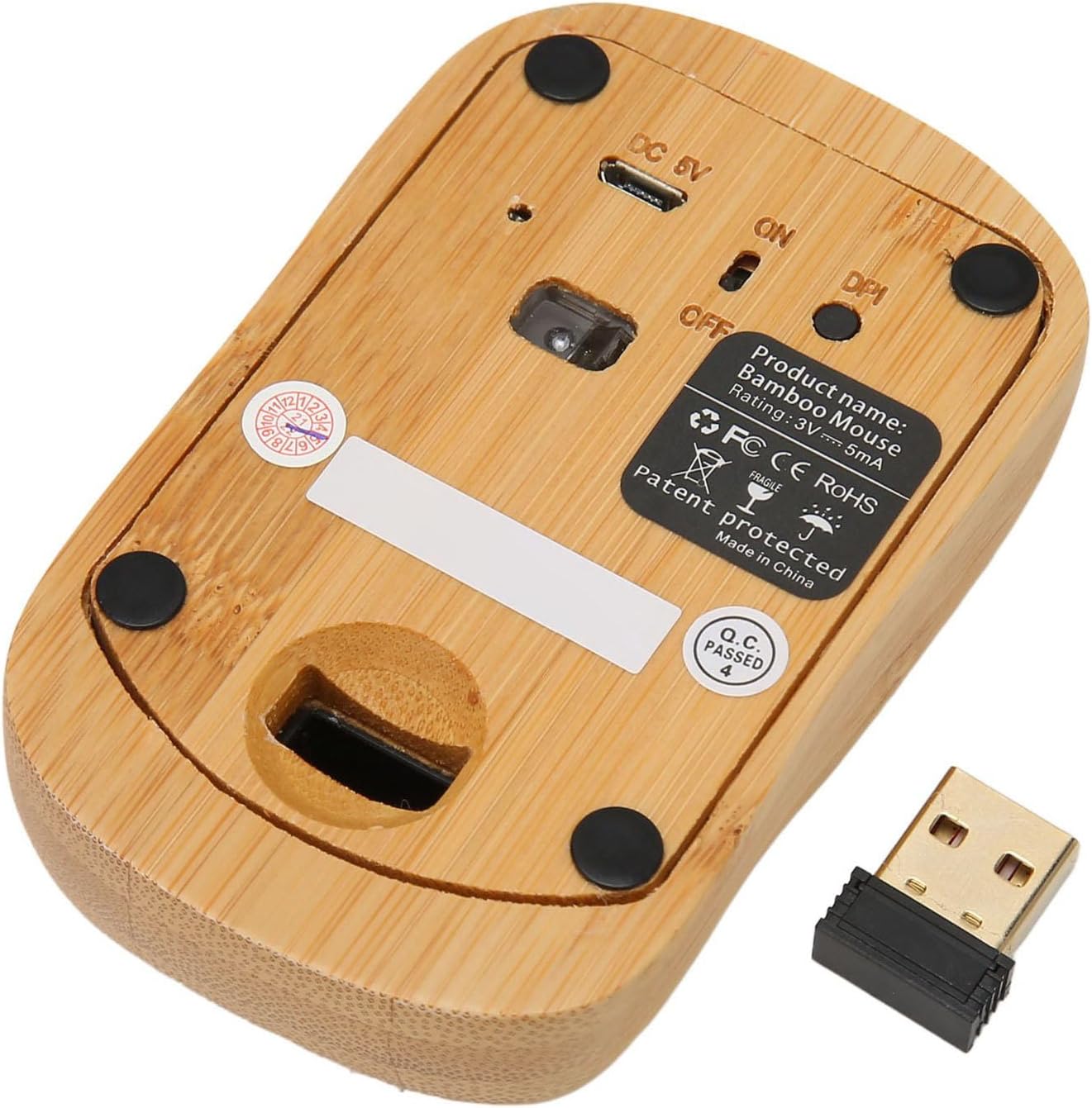 Mouse Wireless in Legno di Bambù, 3 Livelli DPI - immagine 7