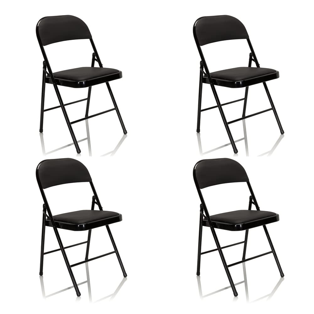 Hjh Office Set 4 Sedie Pieghevoli Tudela Ecopelle, Nero