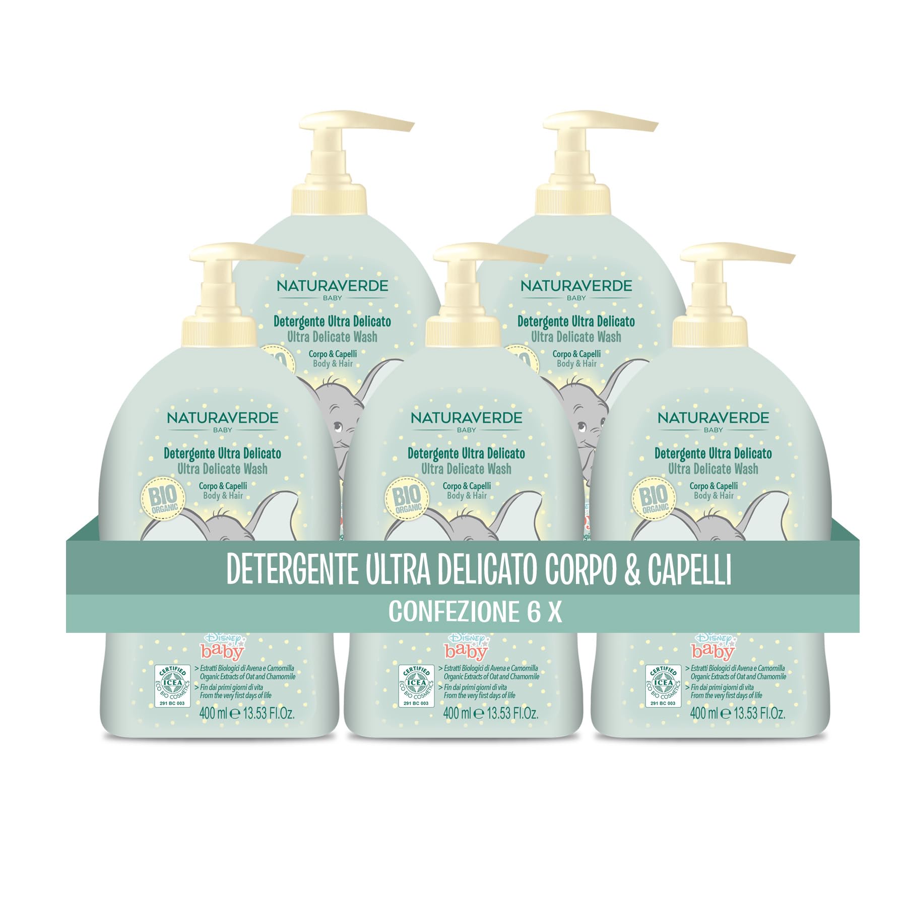 Naturaverde Baby-BIO-Disney - Detergente Corpo&Capelli 6x400ml