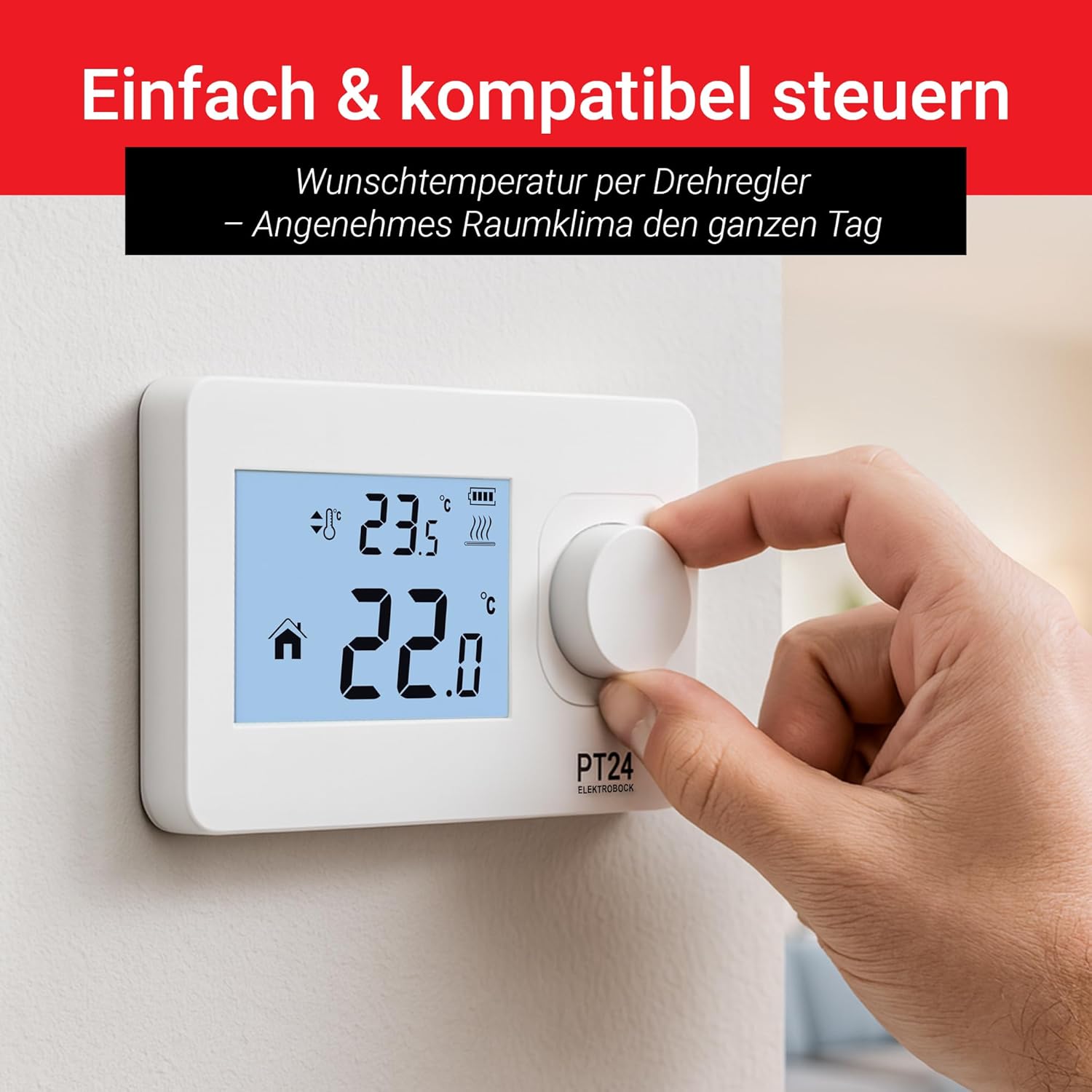 Elektrobock PT24 - Termostato Ambiente con Display LCD - immagine 2