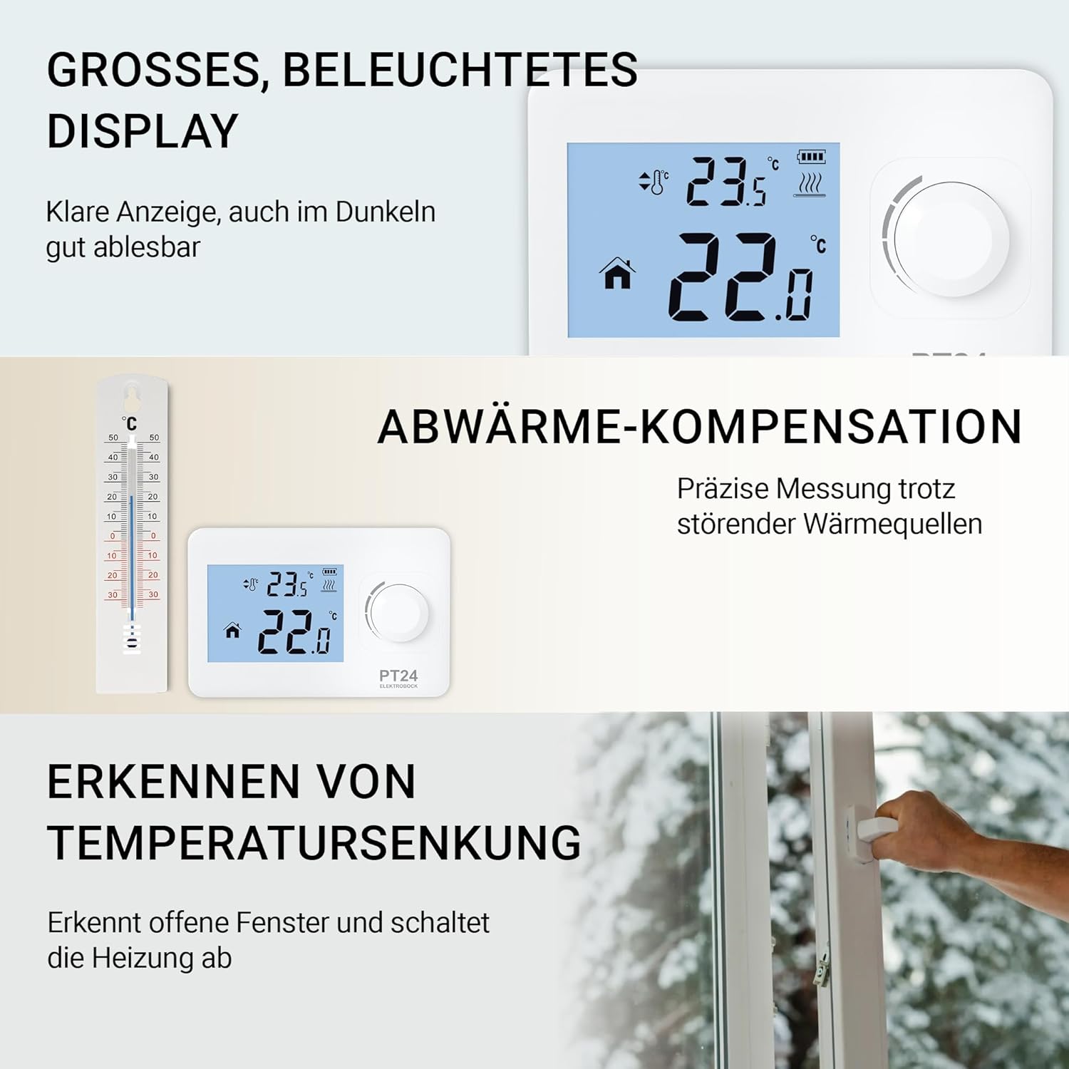 Elektrobock PT24 - Termostato Ambiente con Display LCD - immagine 4