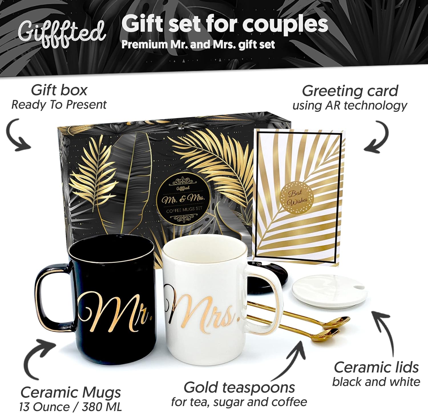 Triple Gifffted Mr & Mrs Tazze Colazione per Coppie 380 ML - immagine 7