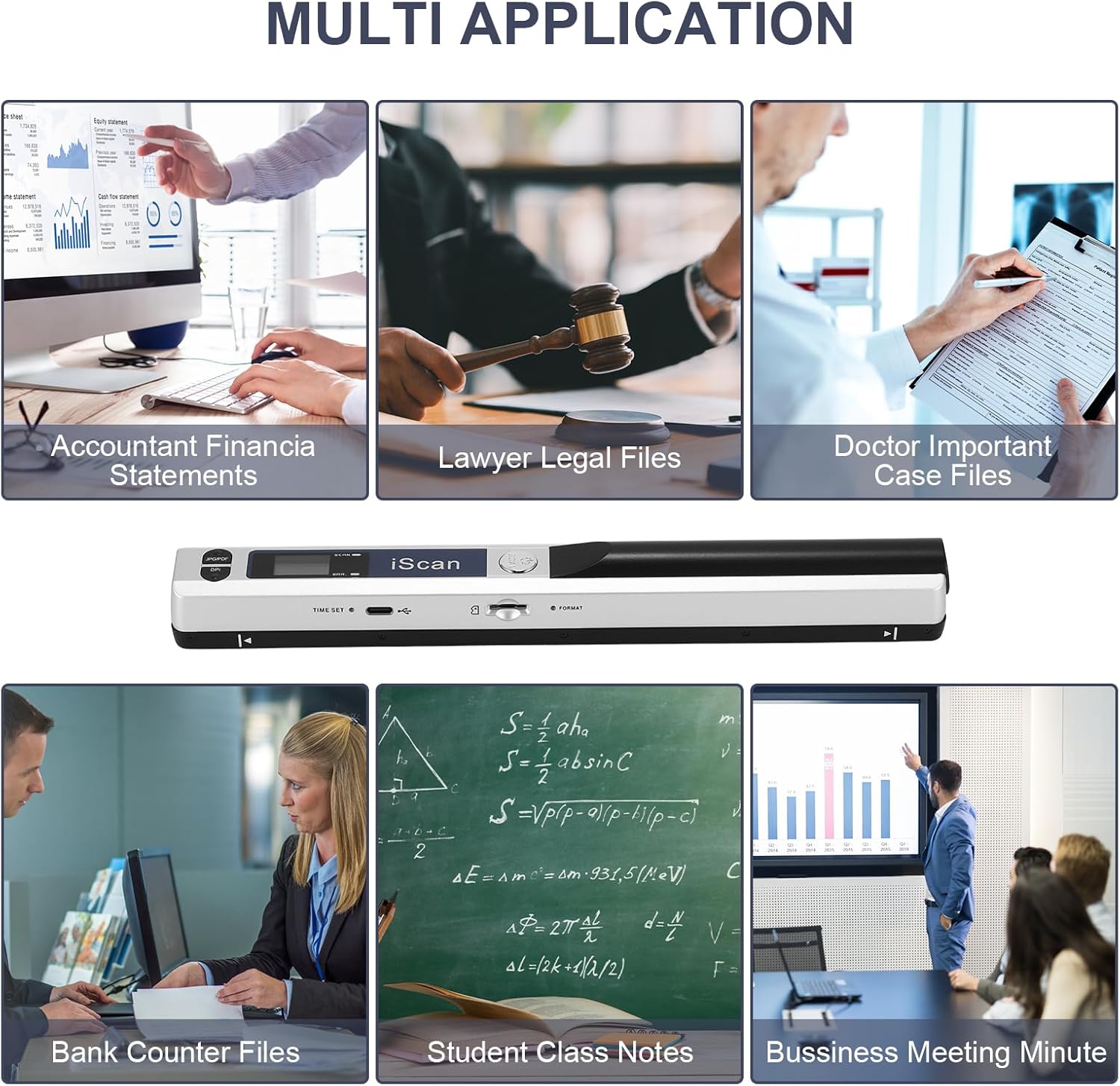 Aozbz Scanner Documenti Portatile USB A4 900 DPI, Bianco - immagine 2