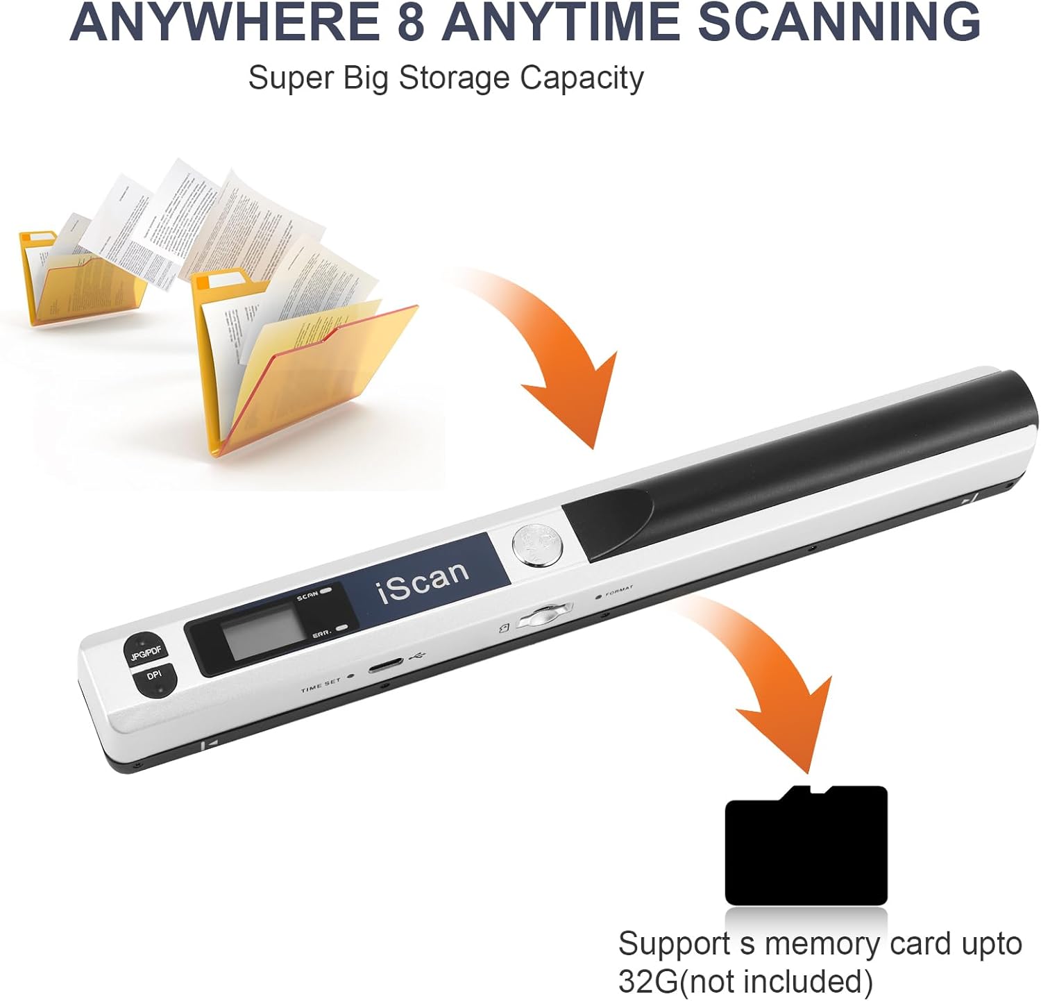 Aozbz Scanner Documenti Portatile USB A4 900 DPI, Bianco - immagine 5