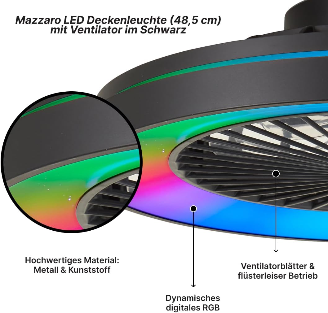 Brilliant Lampada da Soffitto Mazzaro 48,5cm con Ventilatore - immagine 3