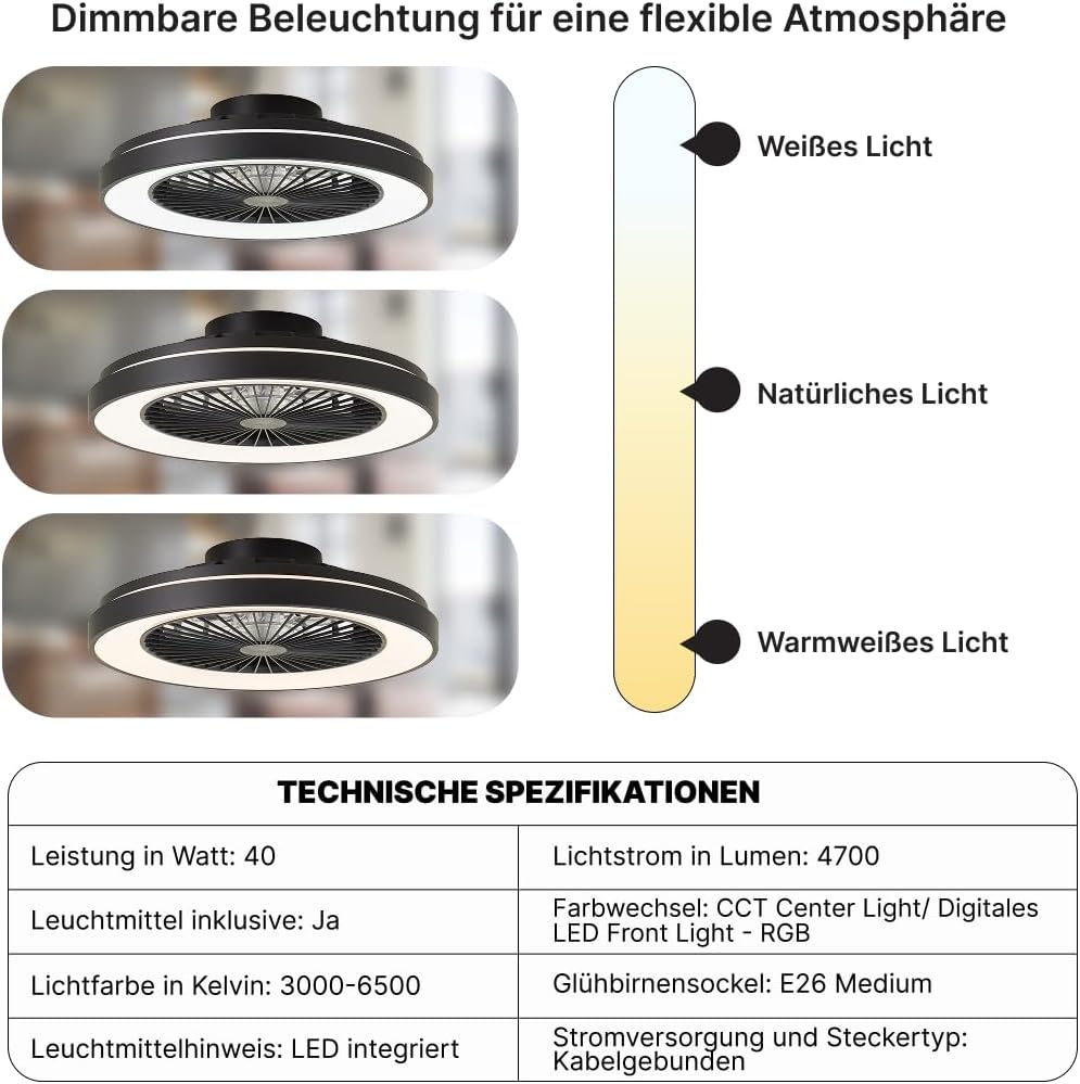 Brilliant Lampada da Soffitto Mazzaro 48,5cm con Ventilatore - immagine 5