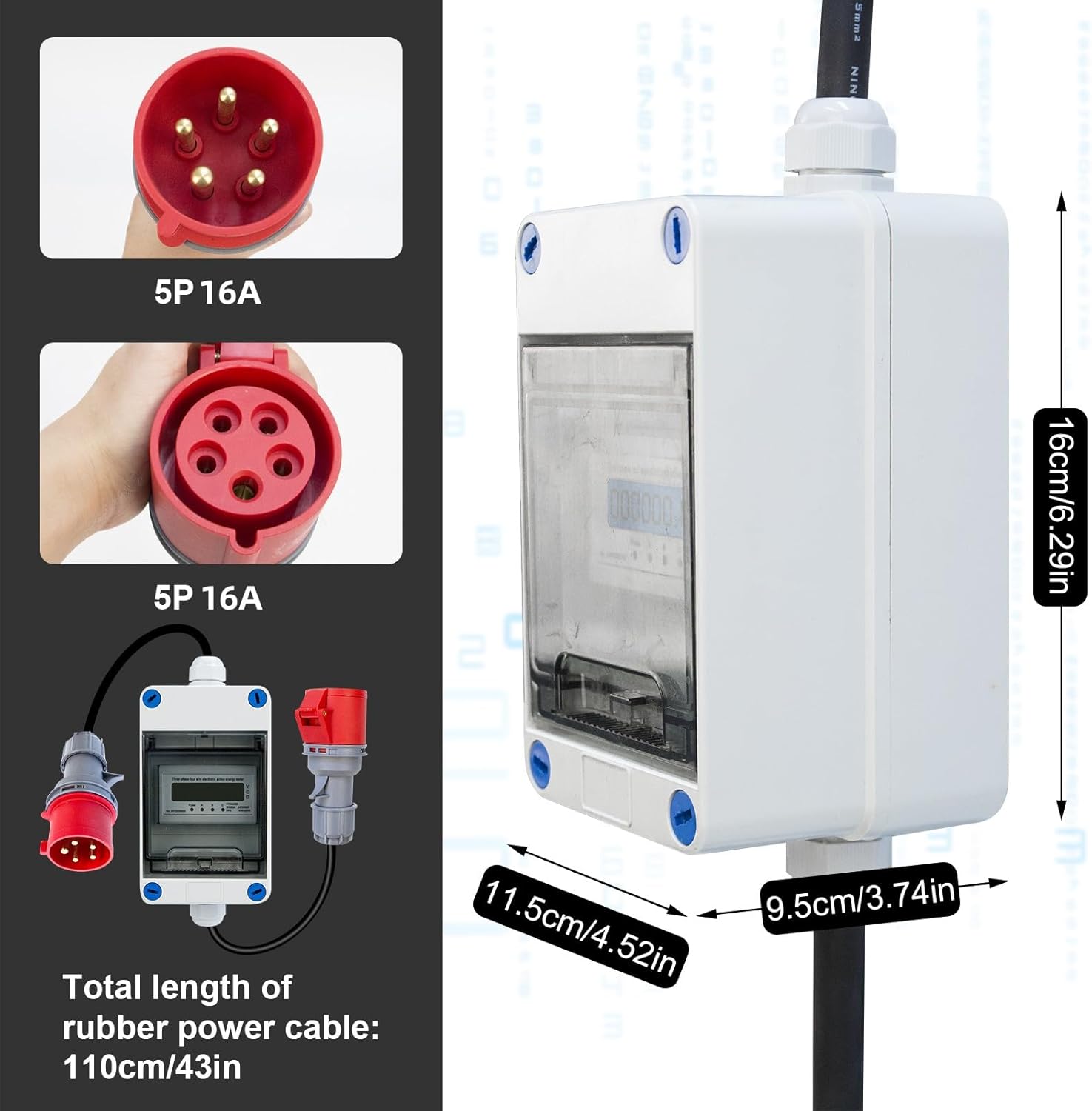 Contatore Elettrico Mobile 16A 400V Trifase - immagine 2