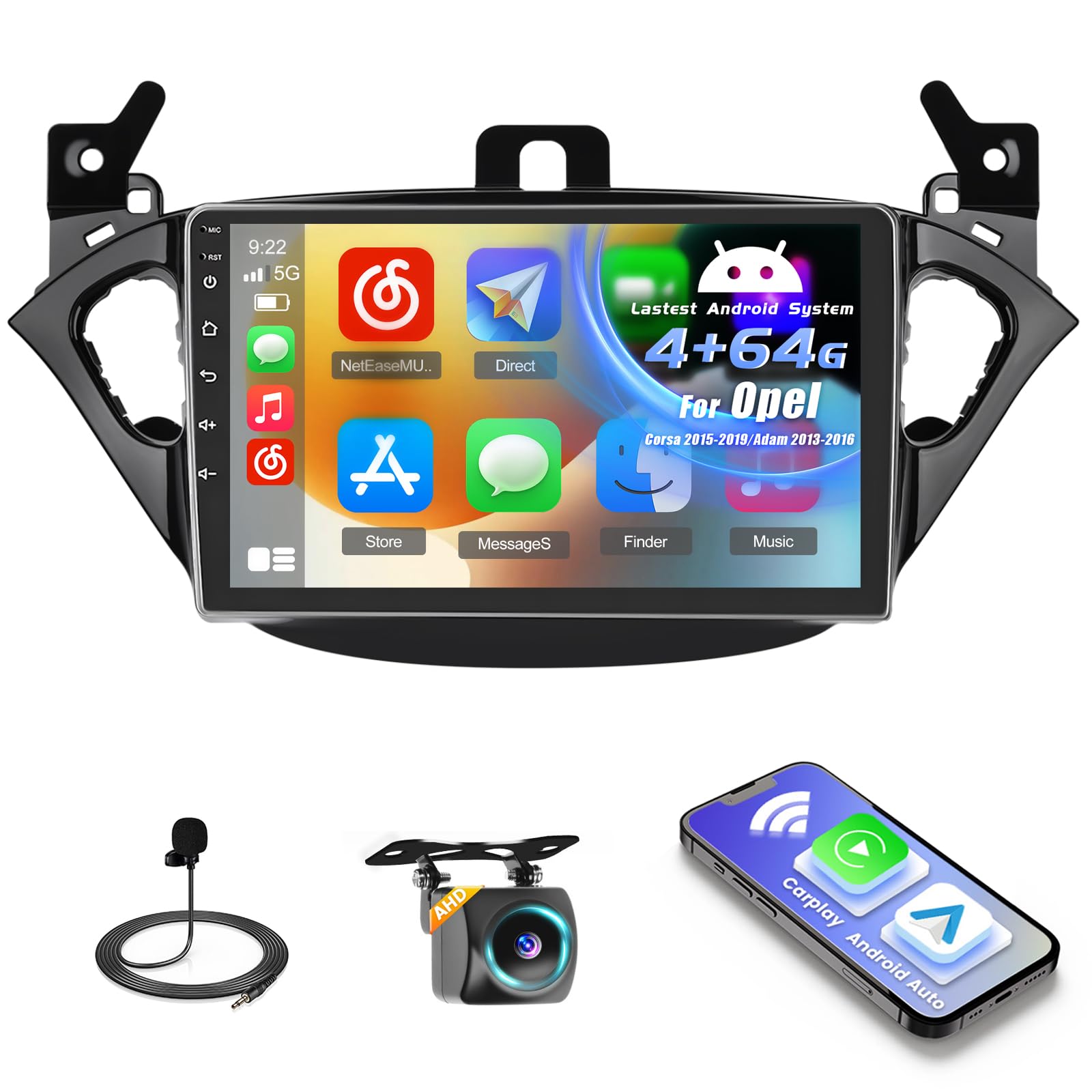 Autoradio Android 15 4+64G 9'' per Opel Corsa/Adam