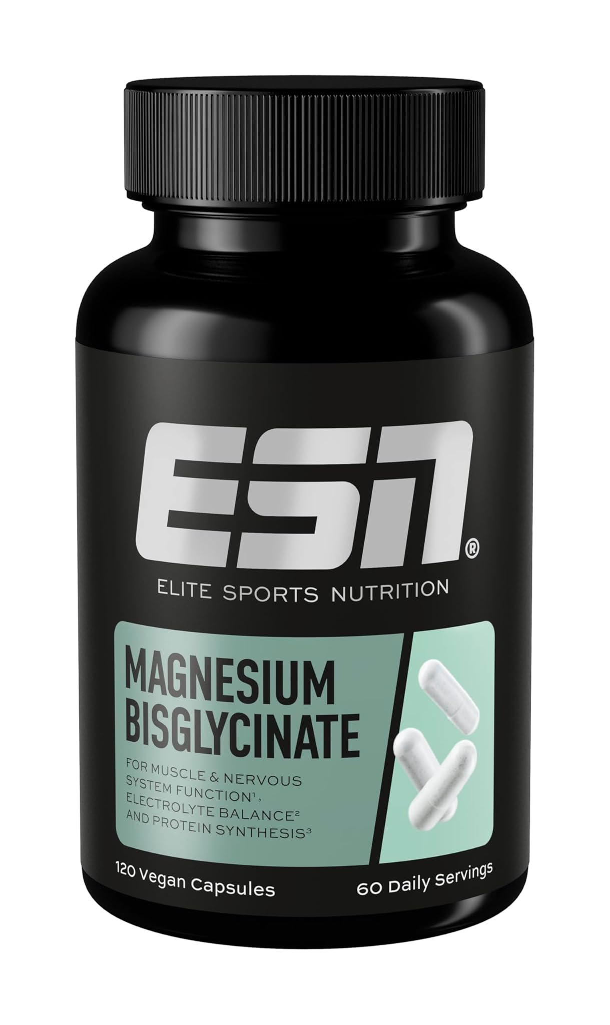 ESN Magnesium Caps, 120 capsule, 194 mg di magnesio per dose giornaliera - Capsule di bisglicinato di magnesio, elevata biodisponibilità - Prodotto in Germania