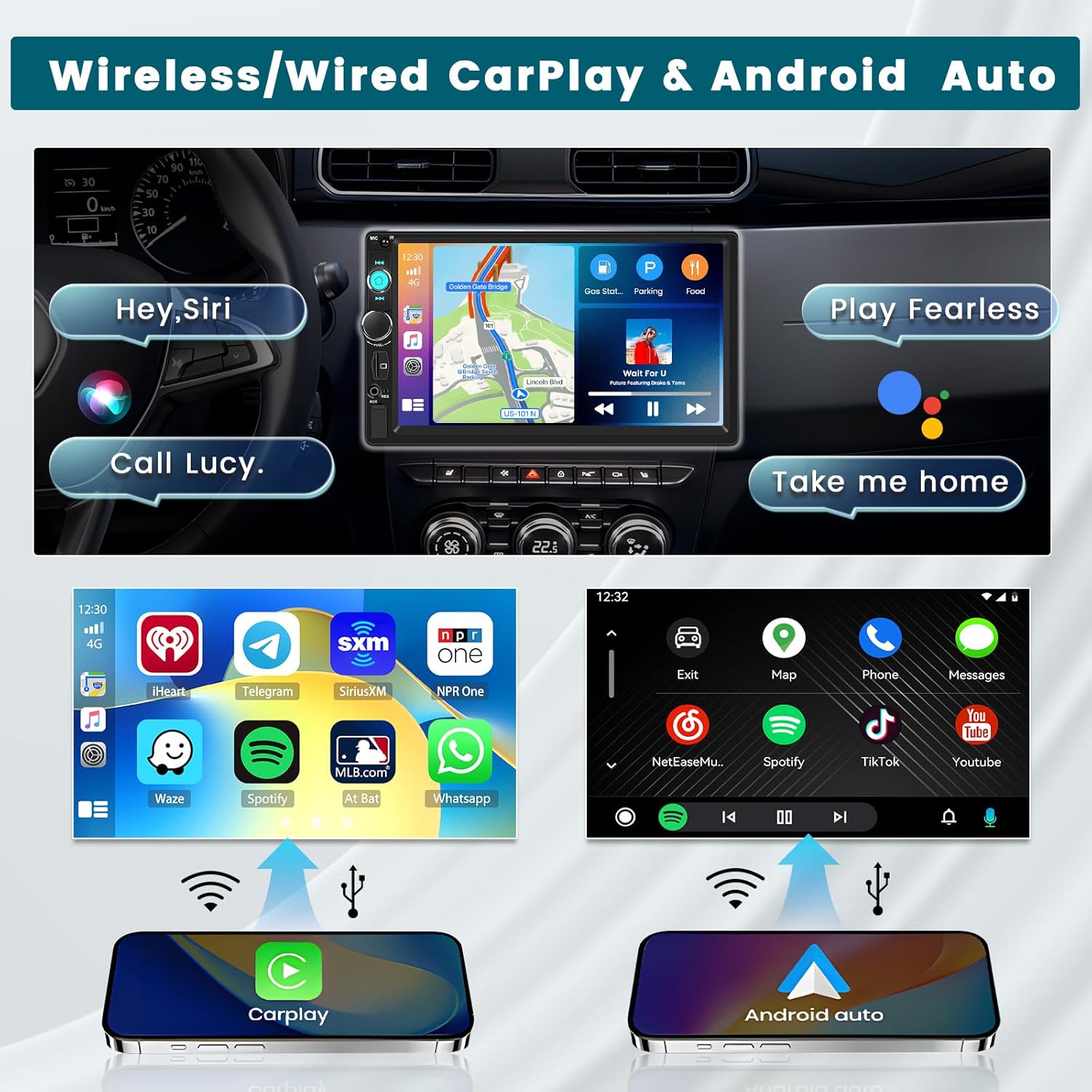Hikity DAB Autoradio 2 DIN 7" IPS Touch Screen - immagine 3