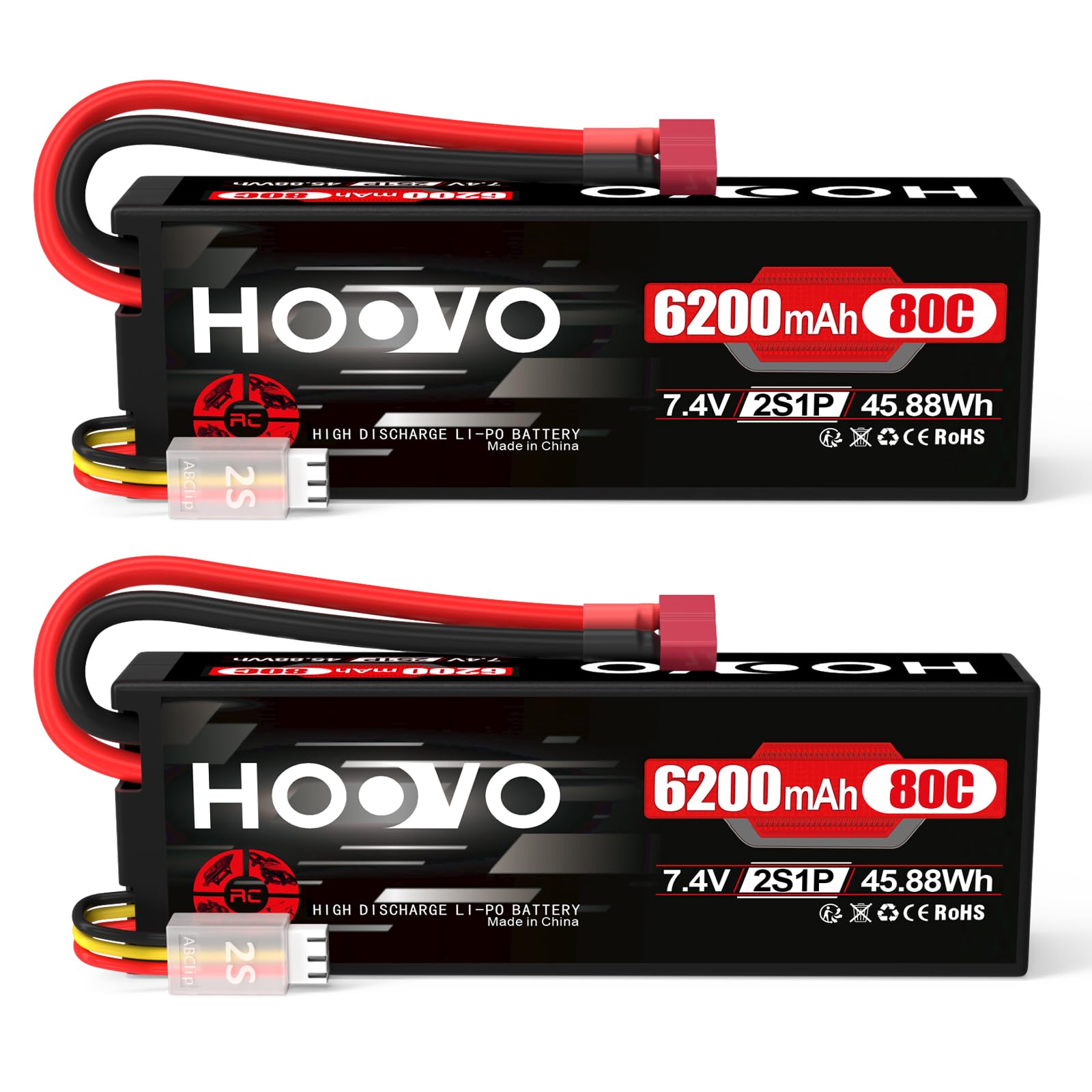 Hoovo Batteria 2S Lipo 7,4V 80C 6200mAh (2 pz)