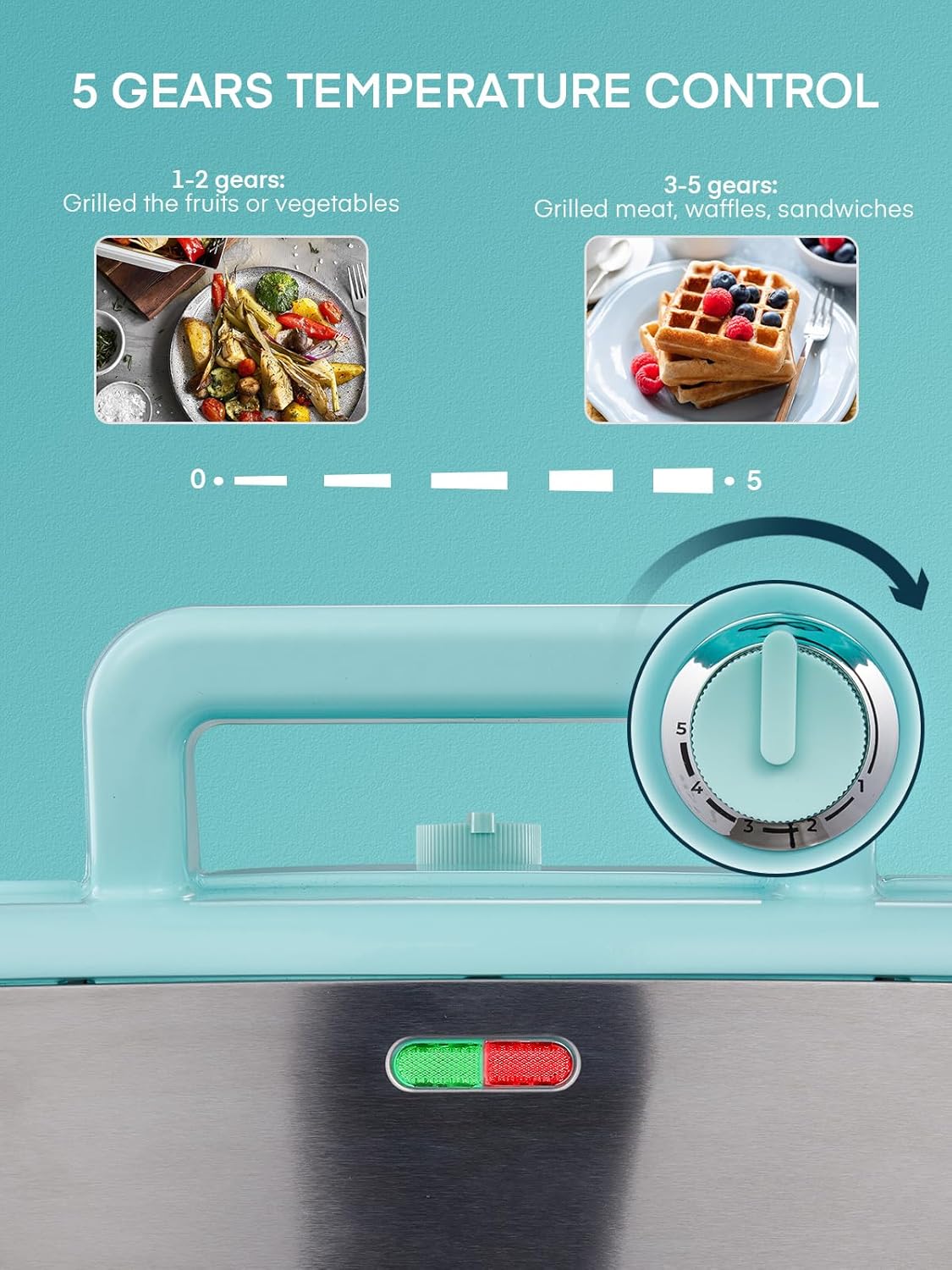 Piastra Waffles Maker 3 in 1, 1200W, Blu - immagine 3