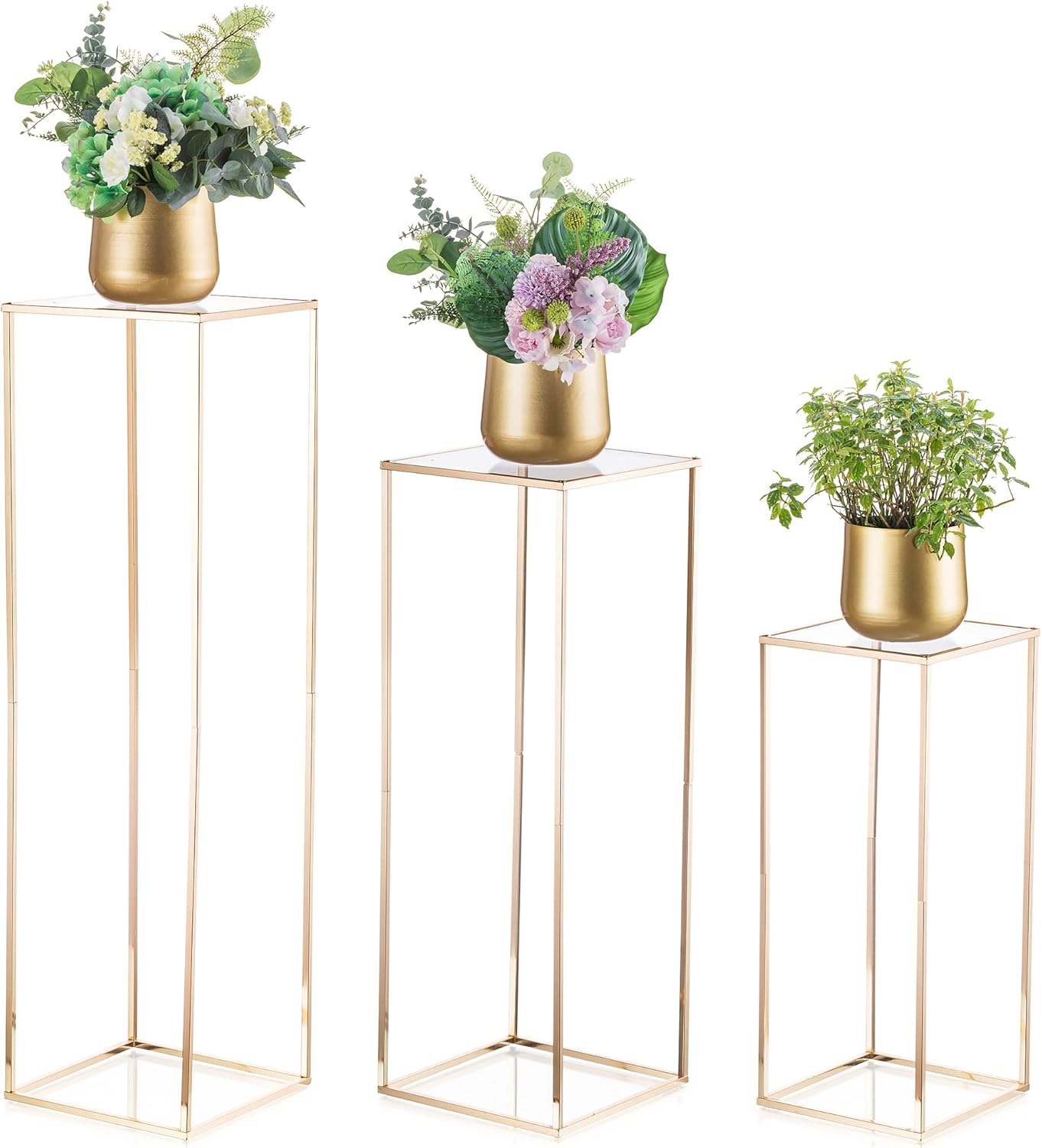 Inweder Centrotavola Nozze Stand Fiori Oro (3 pz)