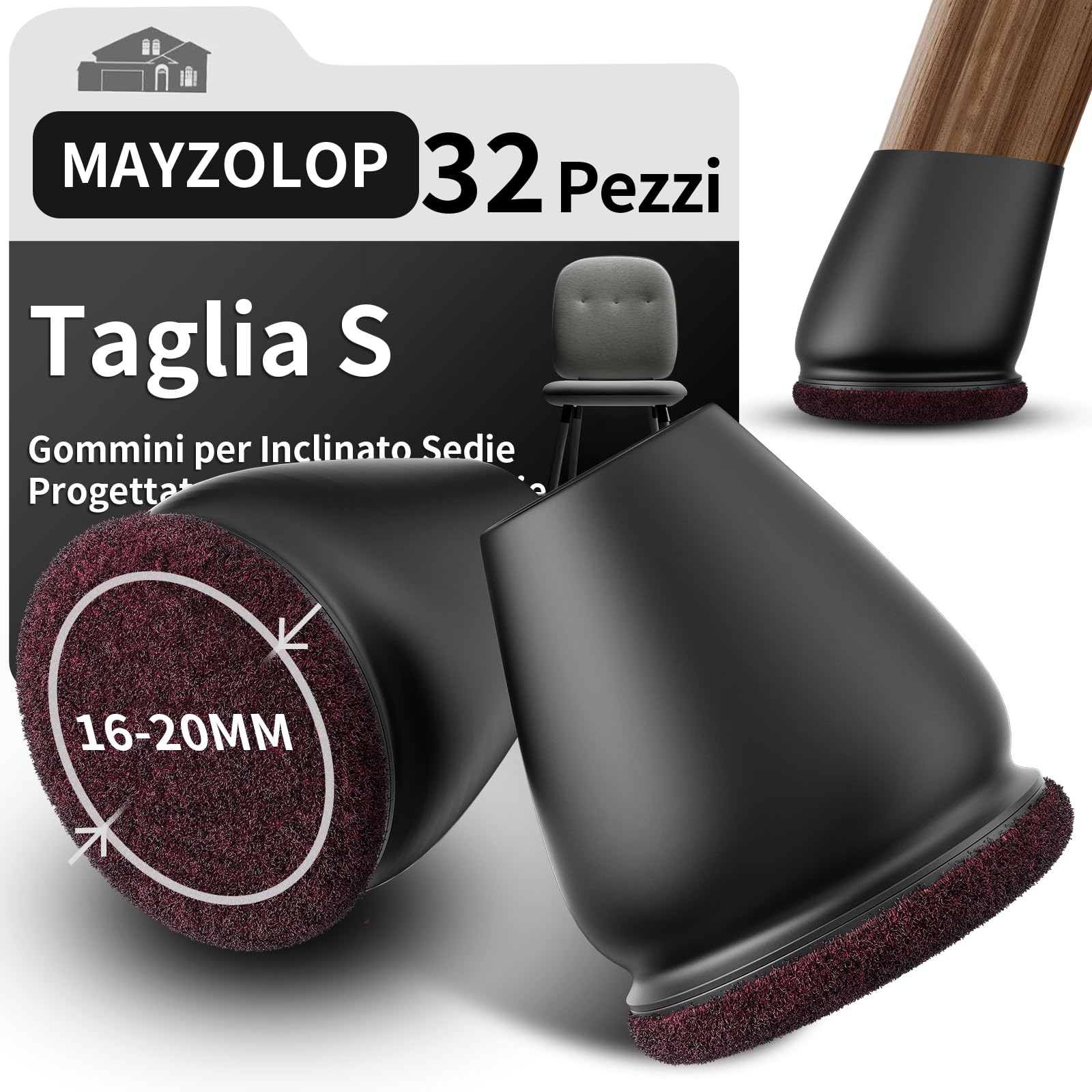 MAYZOLOP 32 Pezzi Gommini per Sedie Inclinabili