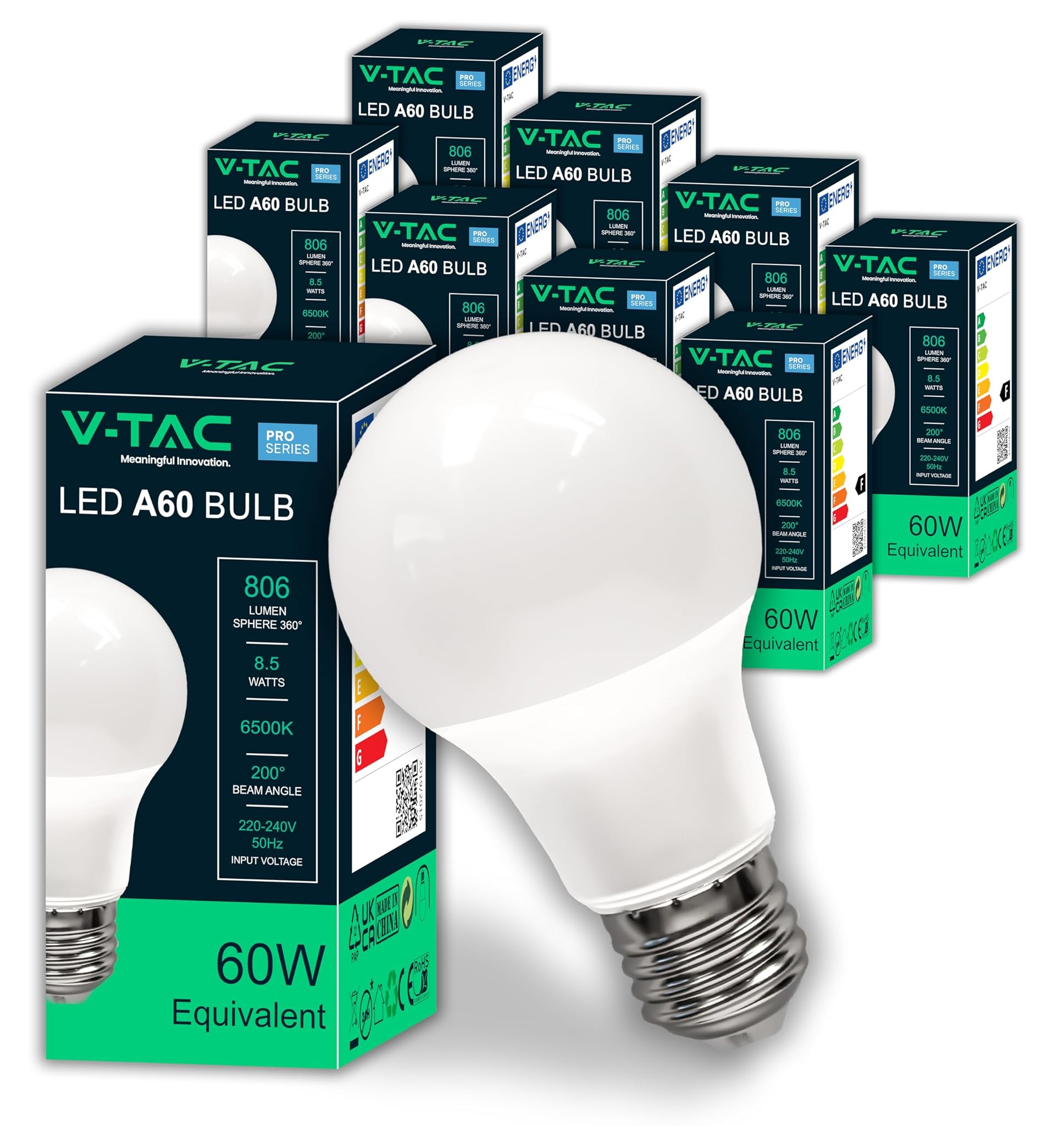 V-tac 10x Lampadine LED E27 8,5W (60W)